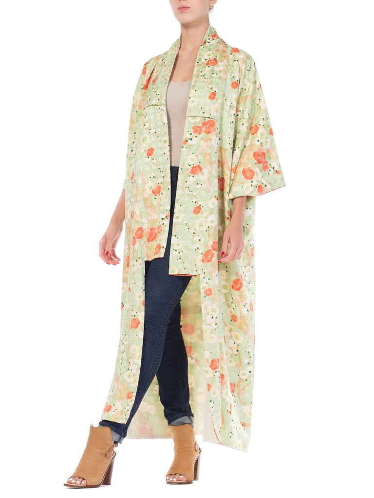 Hand Made Japanese Cherry Blossom Silk Kimono at 1stDibs