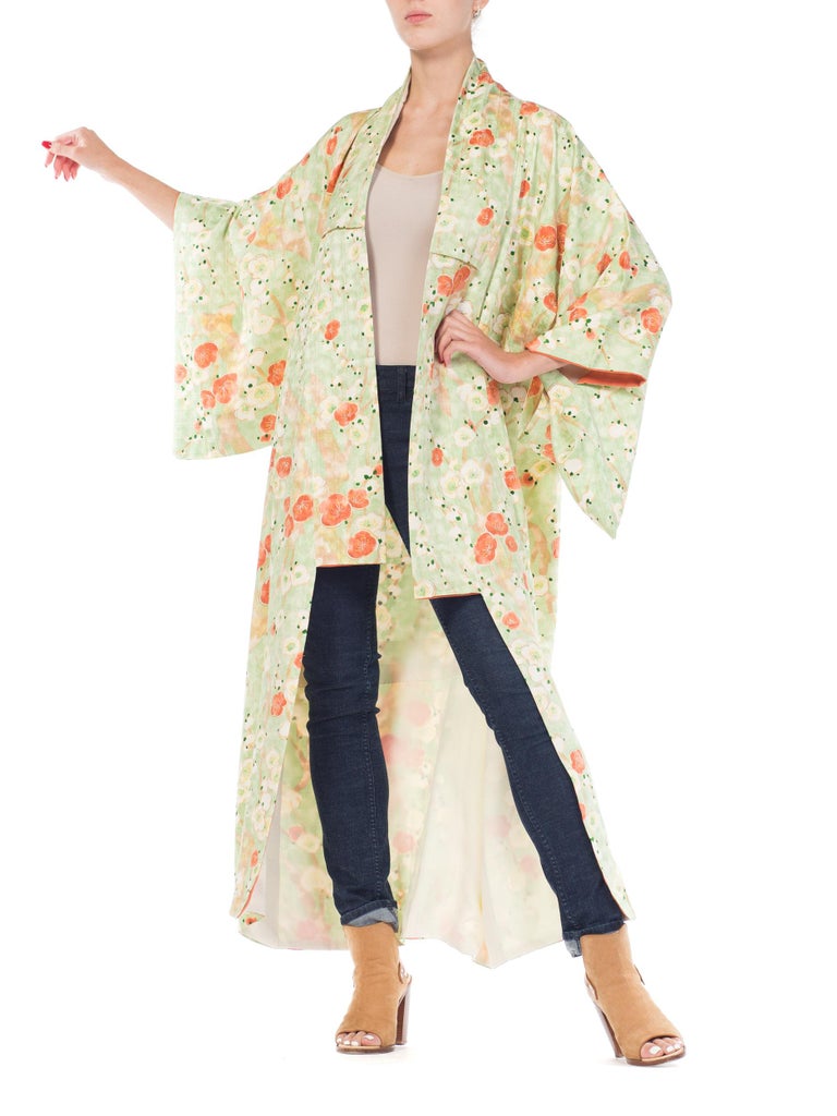 Hand Made Japanese Cherry Blossom Silk Kimono at 1stDibs