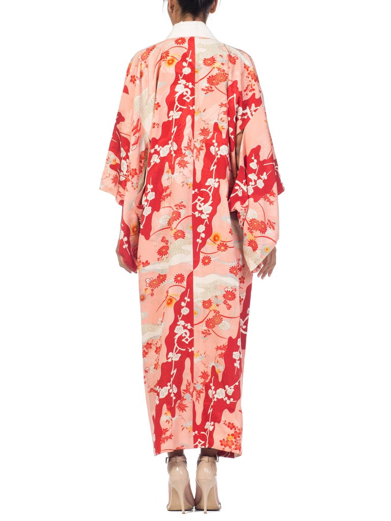 Japanese Silk Kimono With Cherry Blossoms and Crystals For Sale at 1stdibs