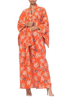 1940s Orange Silk Japanese Kimono