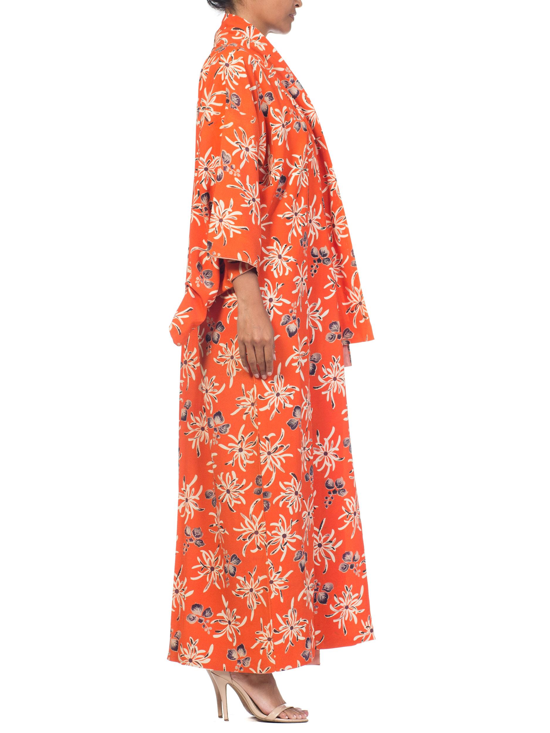 1940s Orange Silk Japanese Kimono 1