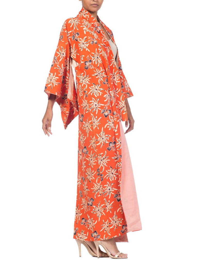 1940s Orange Silk Japanese Kimono at 1stDibs | orange japanese kimono