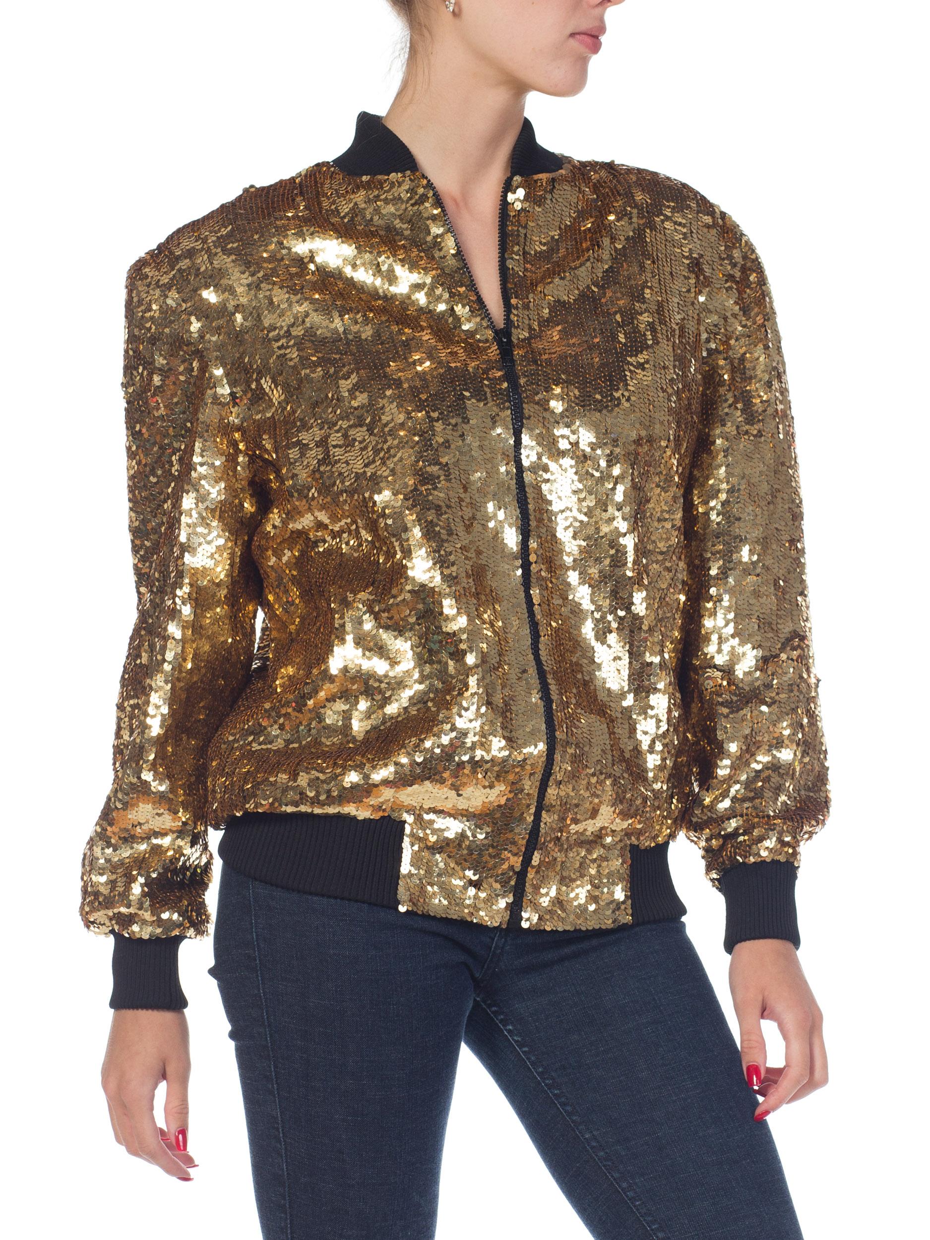 1980s Gold Sequined Bomber Jacket In New Condition In New York, NY