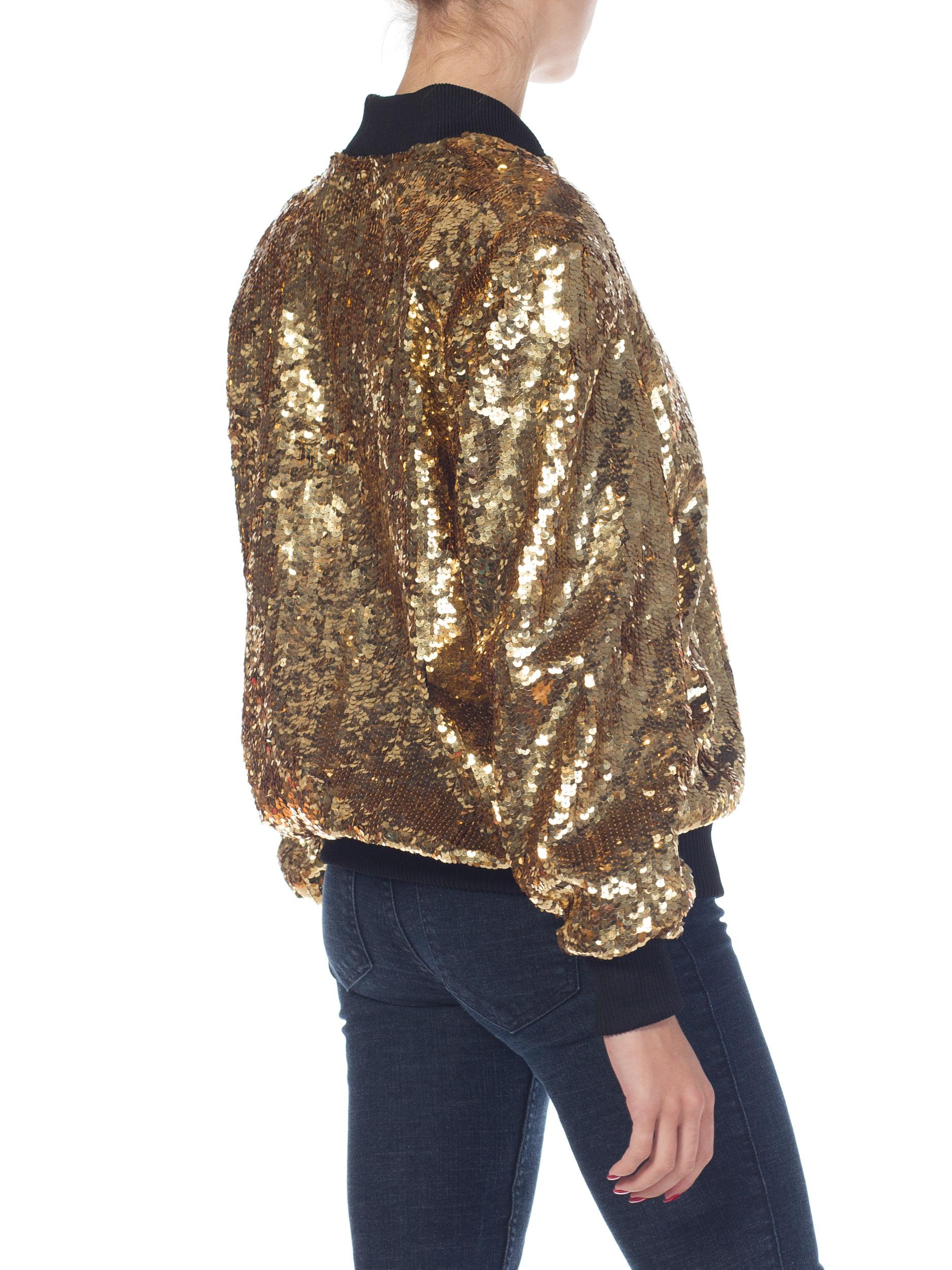 1980s Gold Sequined Bomber Jacket 2