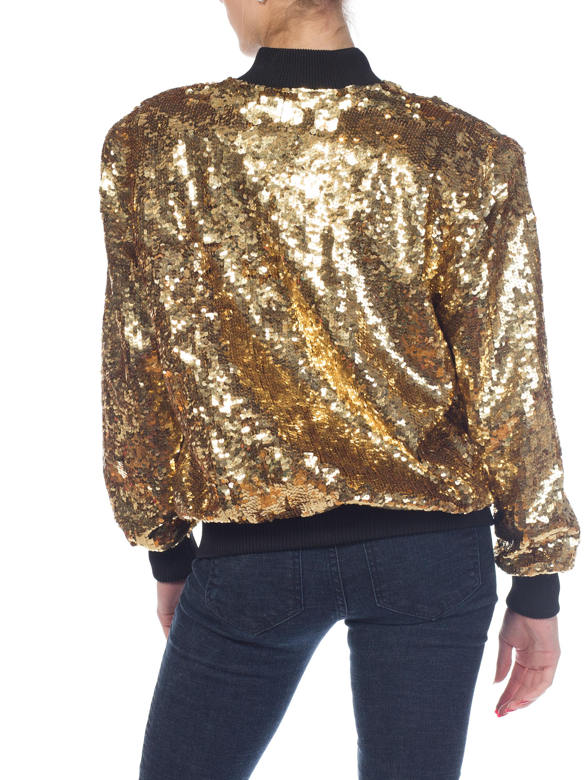 1980s Gold Sequined Bomber Jacket 3