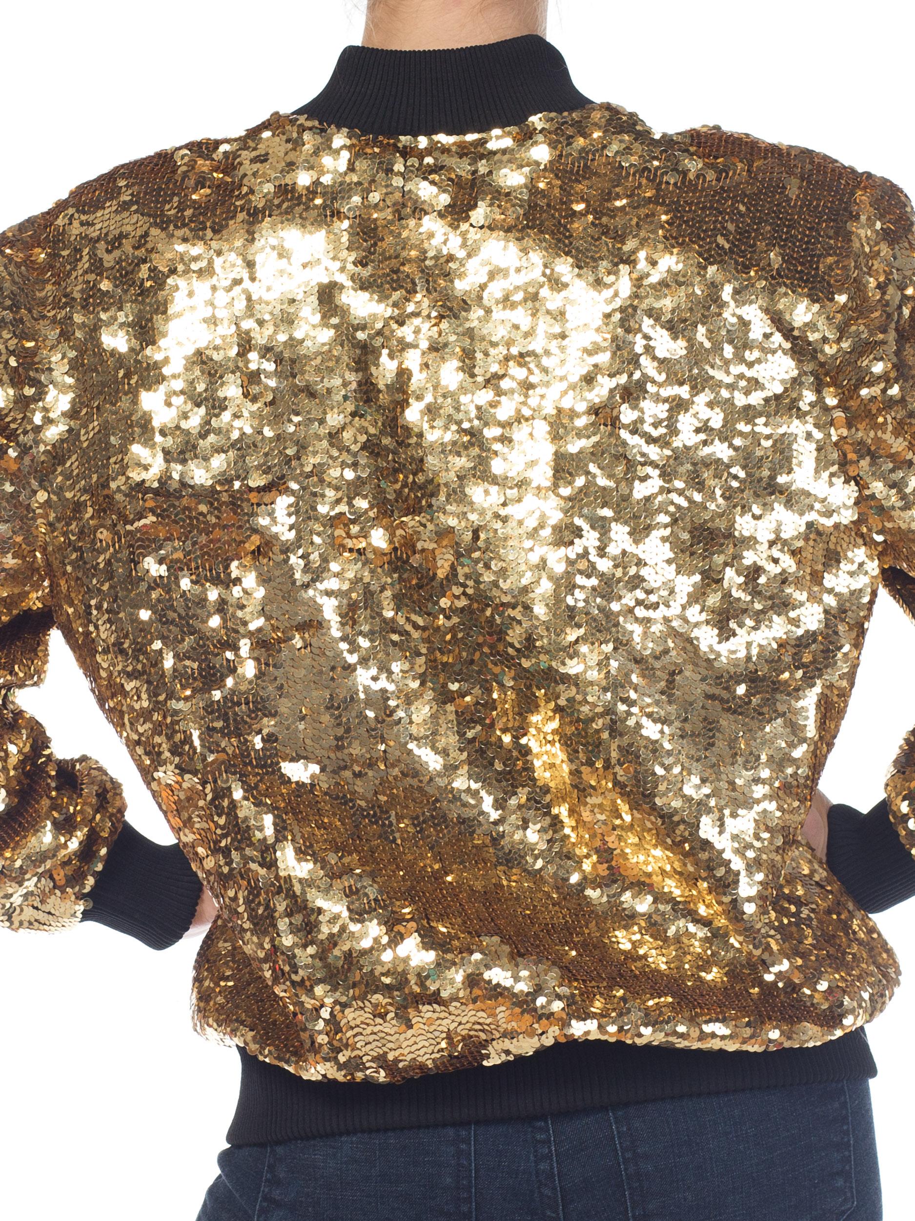 1980s Gold Sequined Bomber Jacket 4