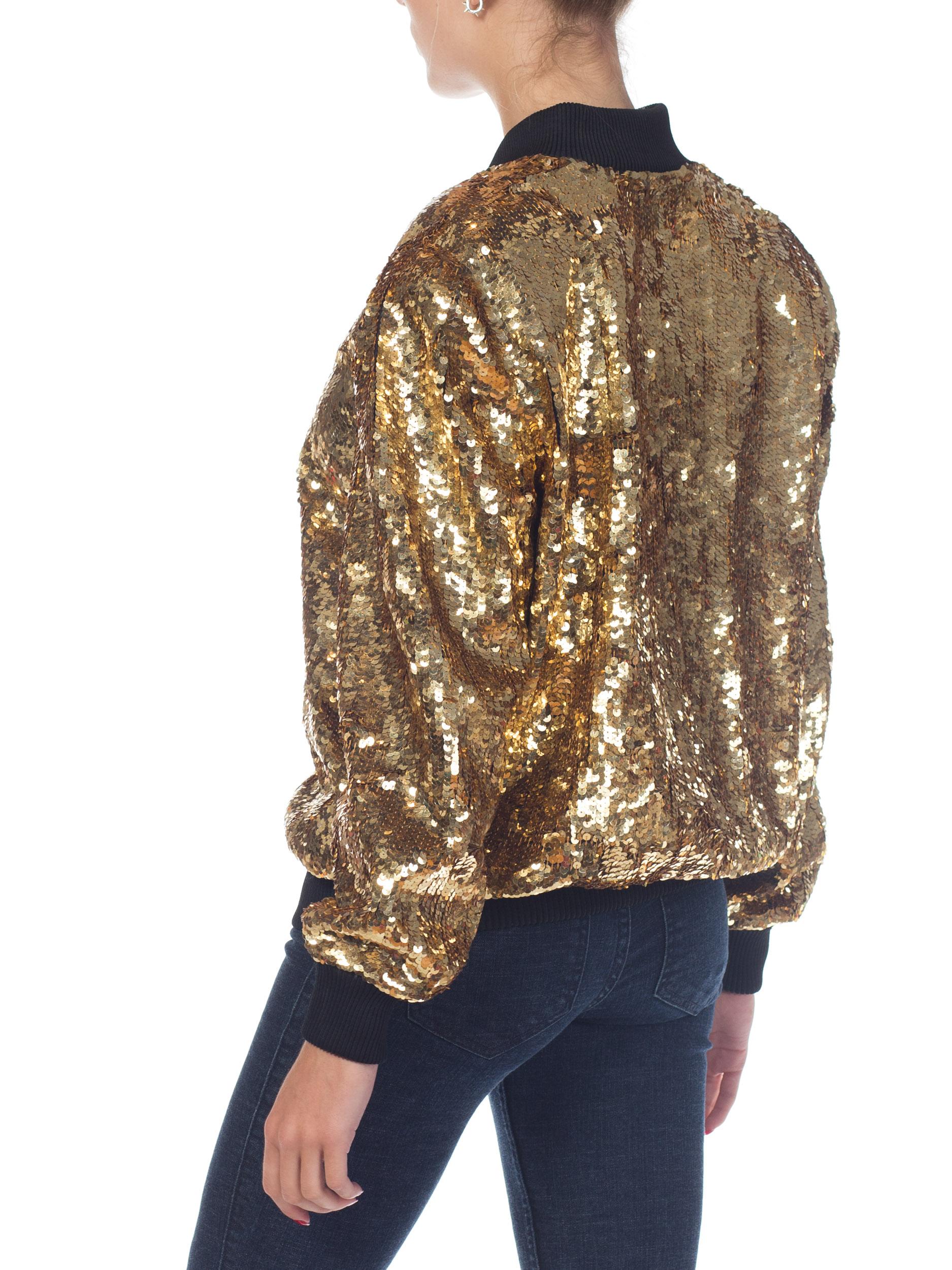 1980s Gold Sequined Bomber Jacket 5