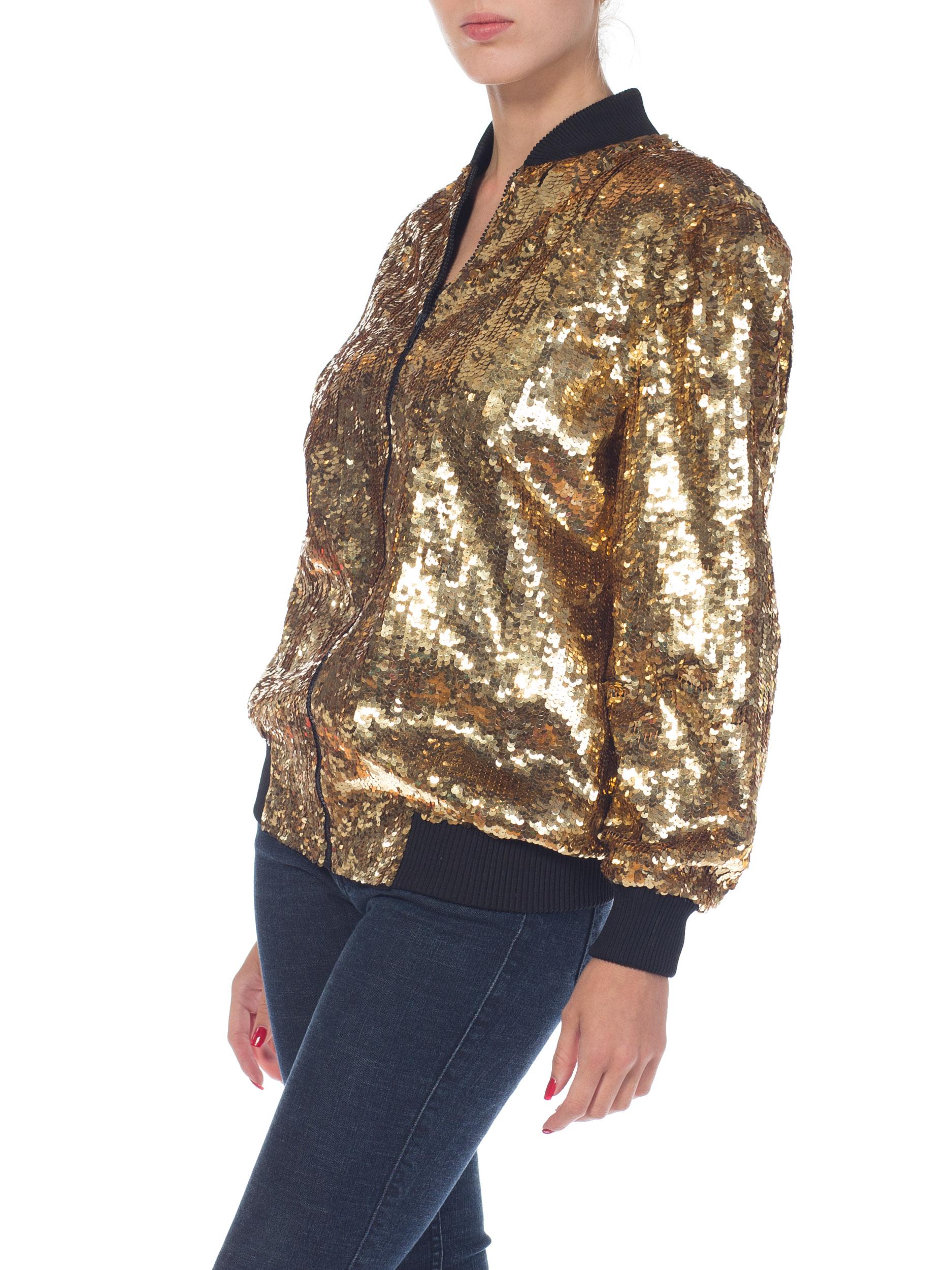 1980s Gold Sequined Bomber Jacket 6