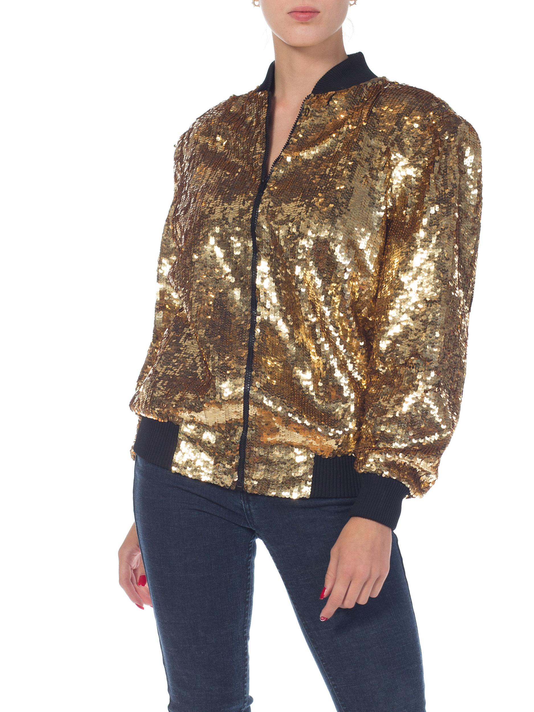 1980s Gold Sequined Bomber Jacket 8