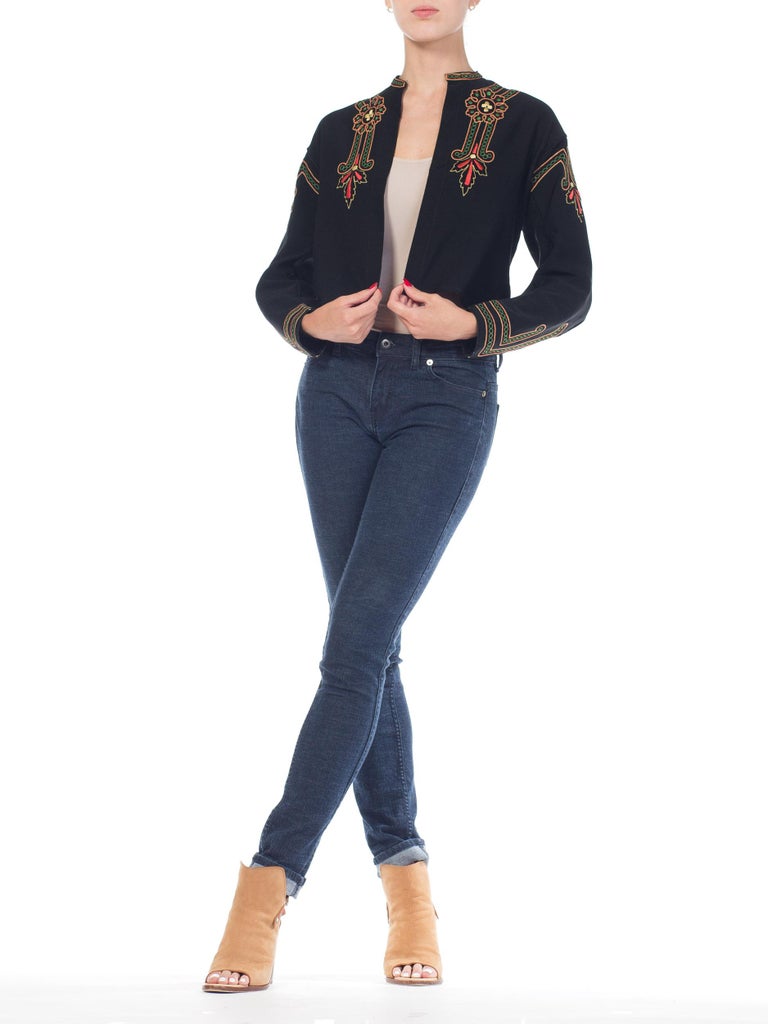 Antique Hand Embroidered Edwardian Wool Jacket For Sale at 1stDibs