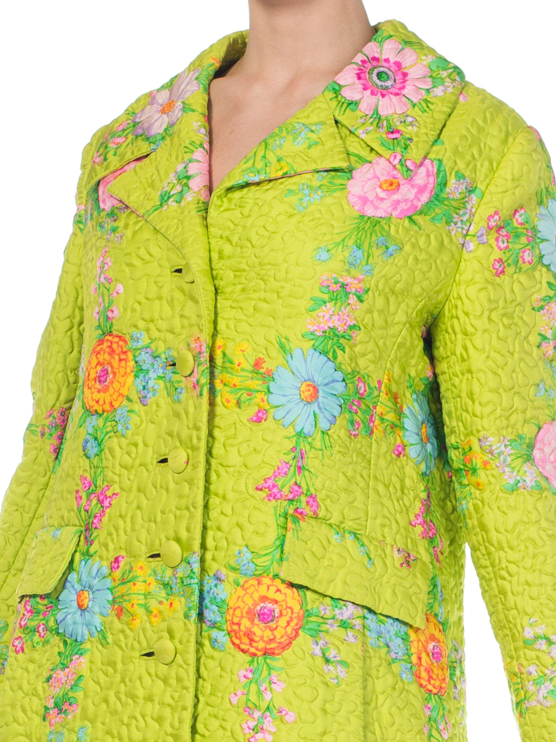 1960s Irene Quilted Floral Silk Coat