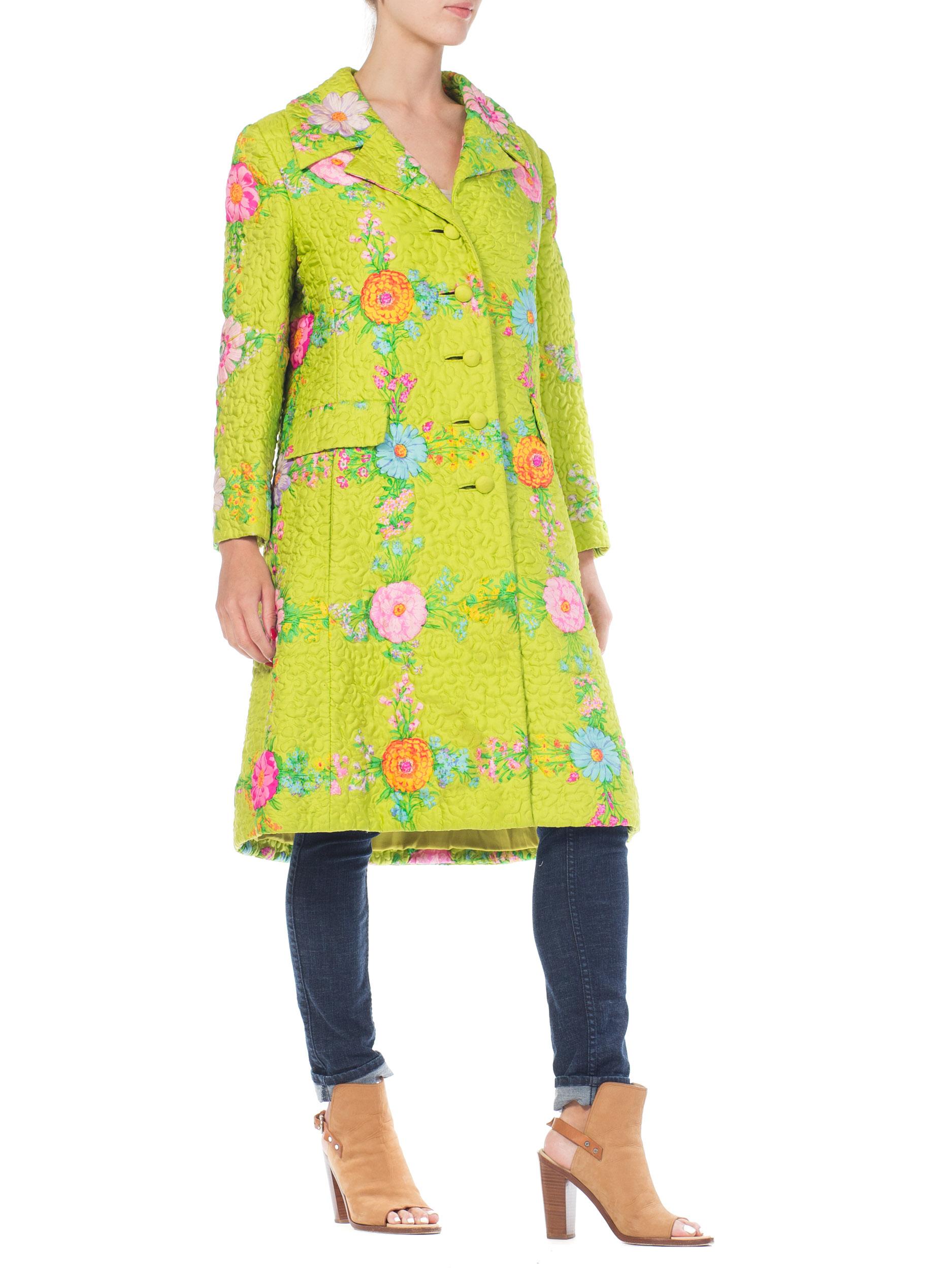 Irene Quilted Floral Silk Coat, 1960s  In Excellent Condition In New York, NY