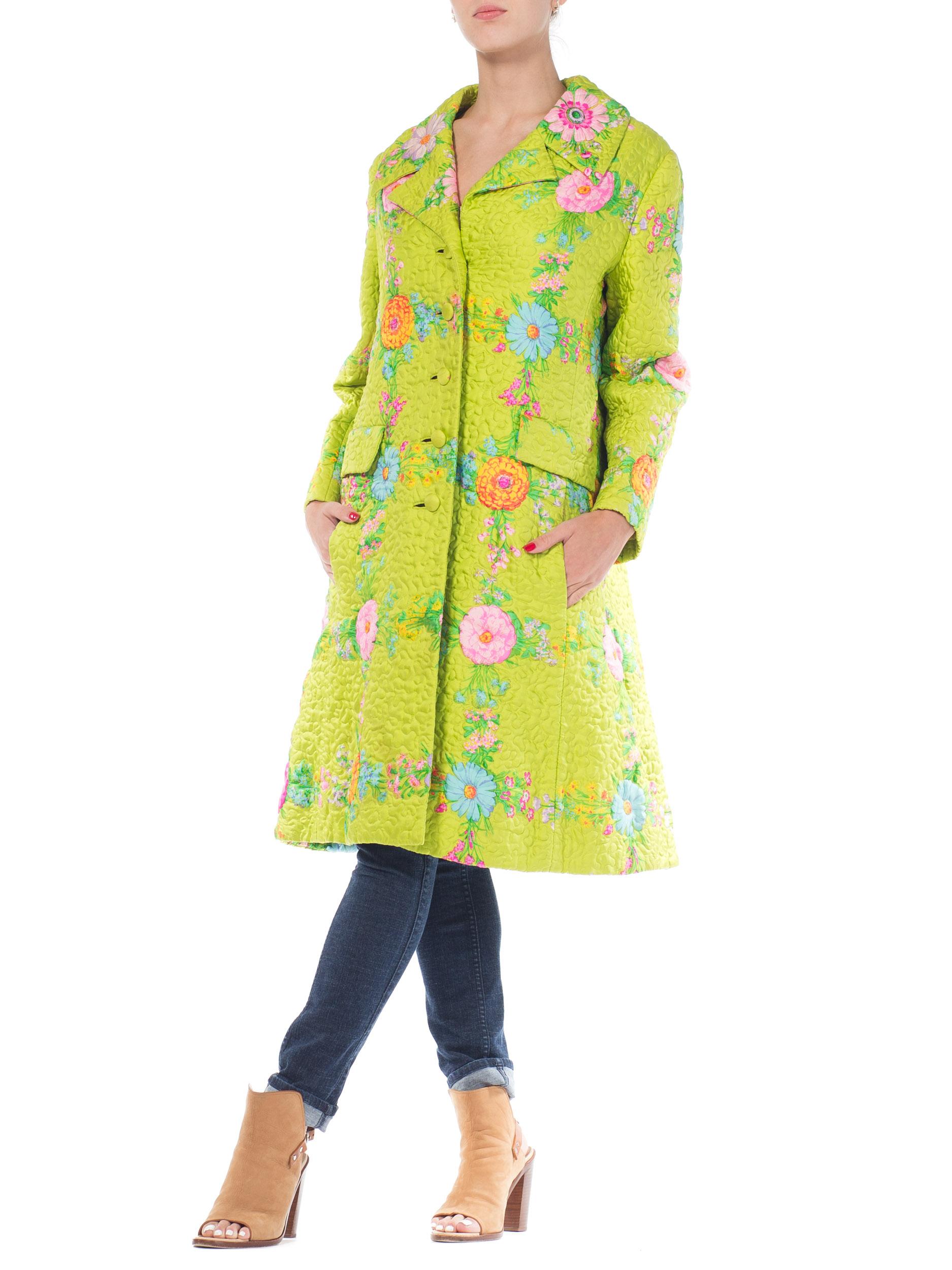Irene Quilted Floral Silk Coat, 1960s  5