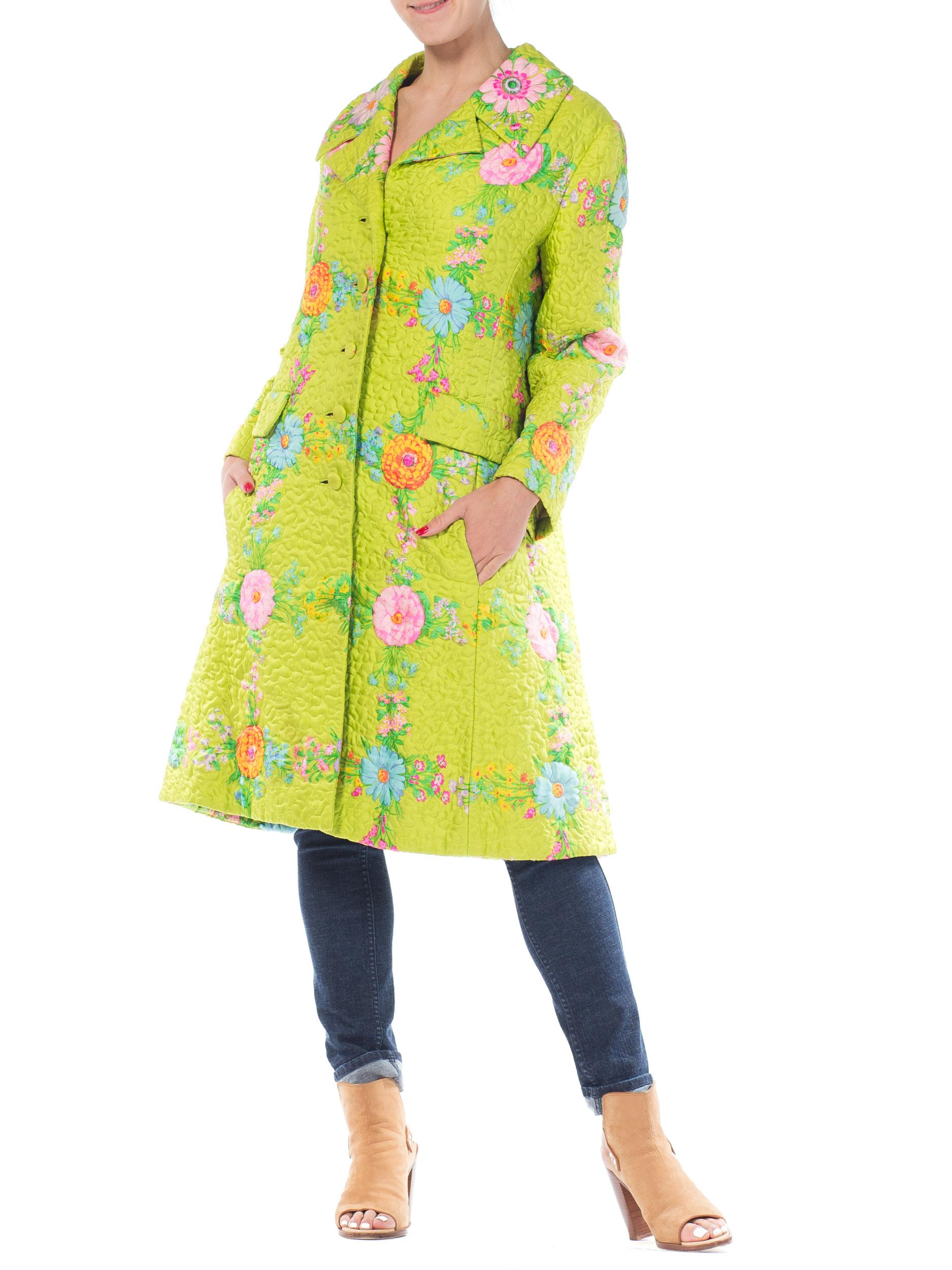 Irene Quilted Floral Silk Coat, 1960s  6