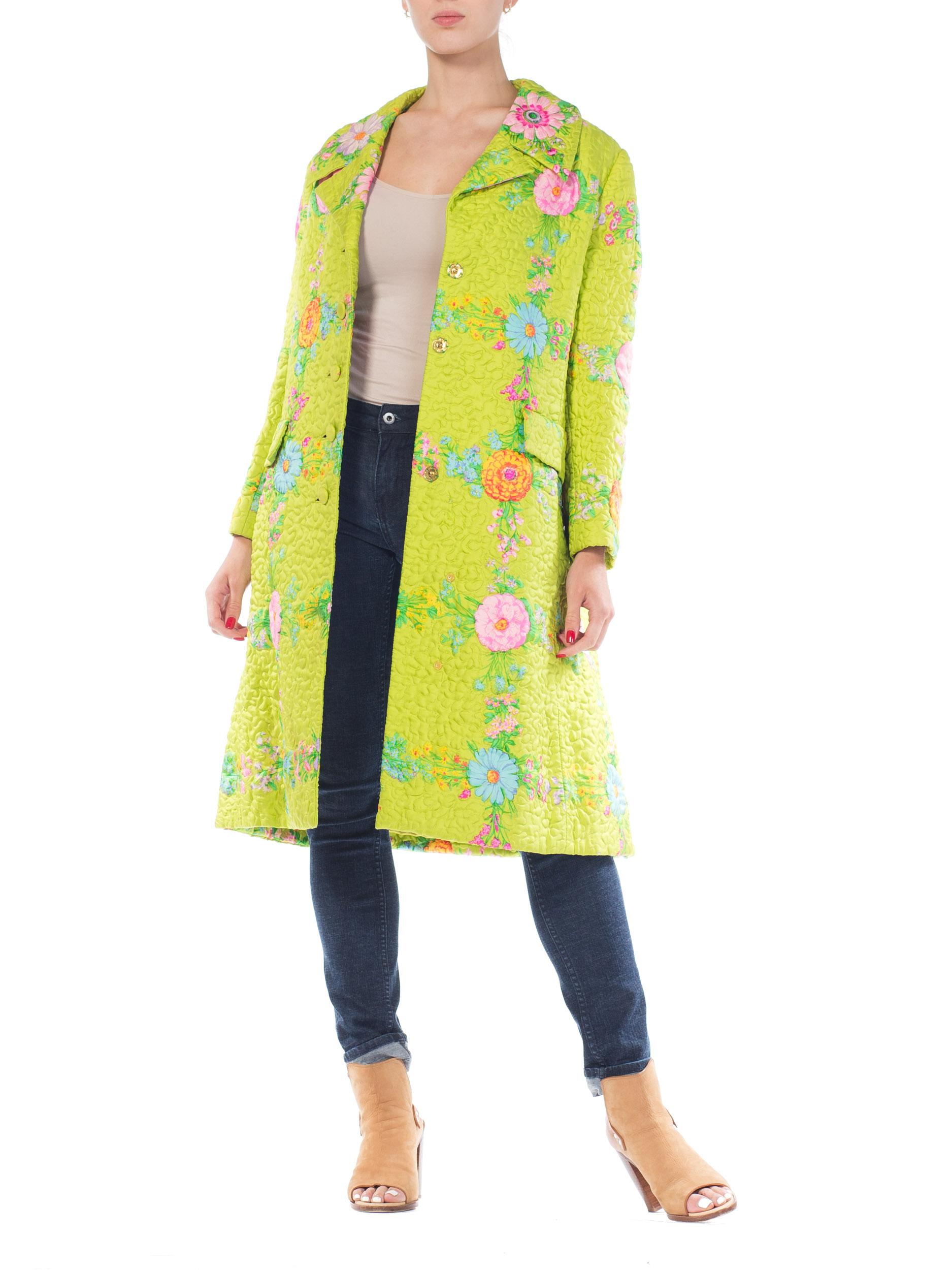 Irene Quilted Floral Silk Coat, 1960s  7