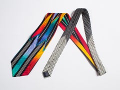 1990S GIANNI VERSACE Bold Ombre Geometric Mens Silk Tie