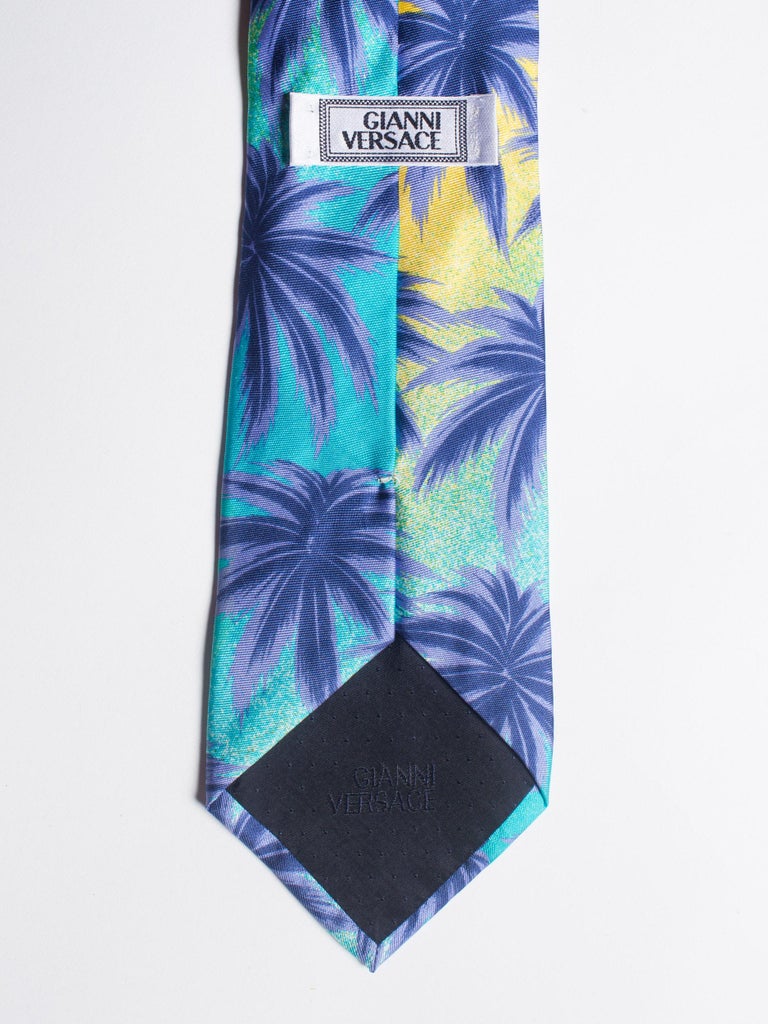 1990s Gianni Versace Miami South Beach Collection Palm Sunset Mens Silk ...