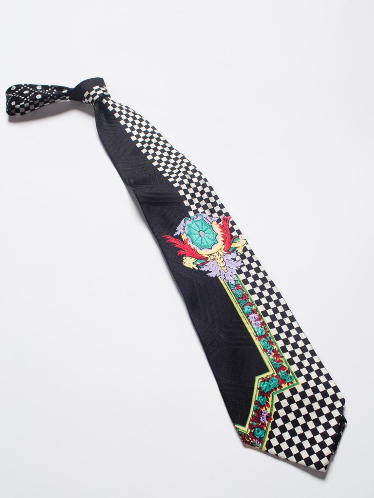 Early 1990s Gianni Versace Op-Art Baroque Silk Tie For Sale at 1stdibs