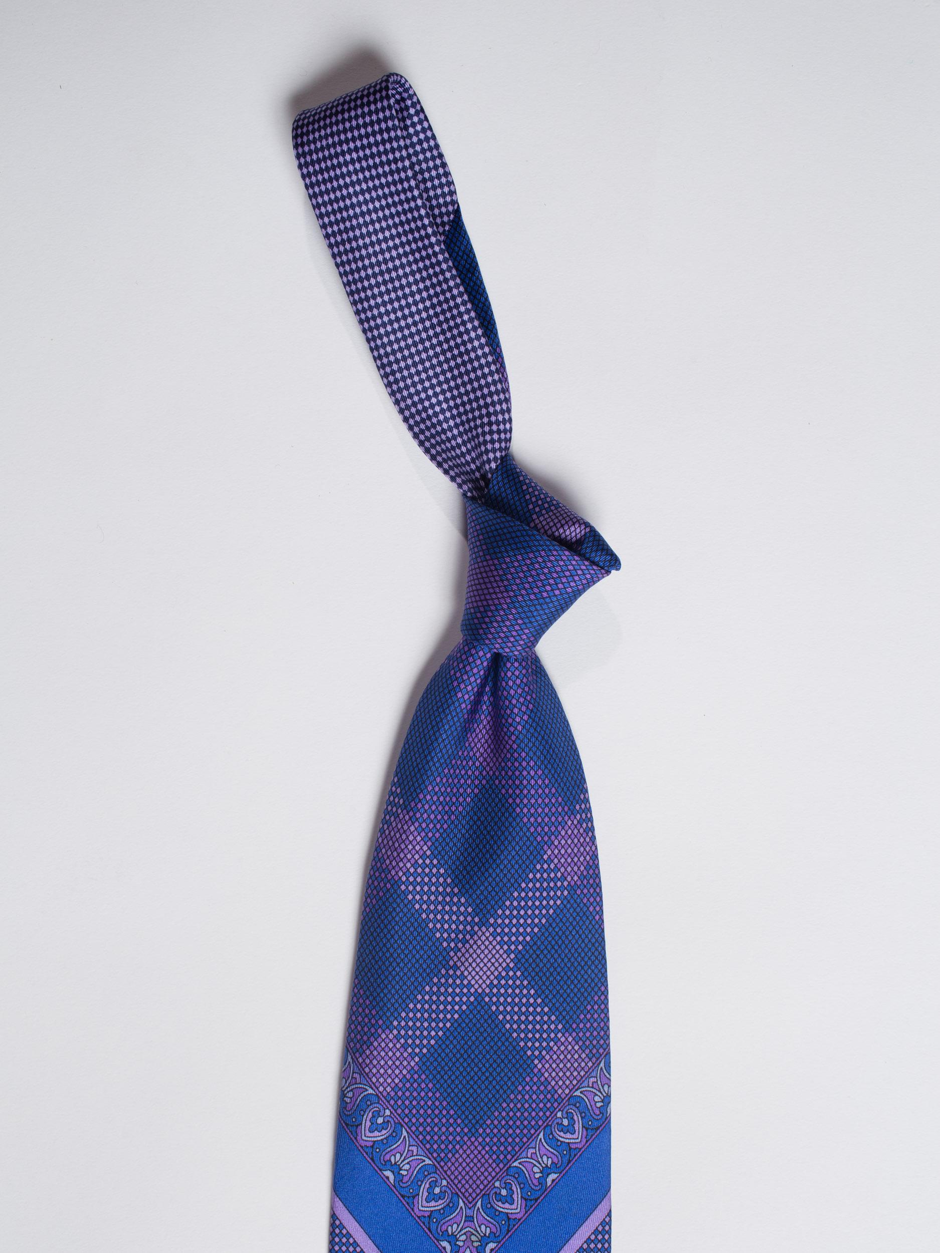 1990S  GIANNI VERSACE Blue & Purple Medusa Logo Men's Silk Tie 2