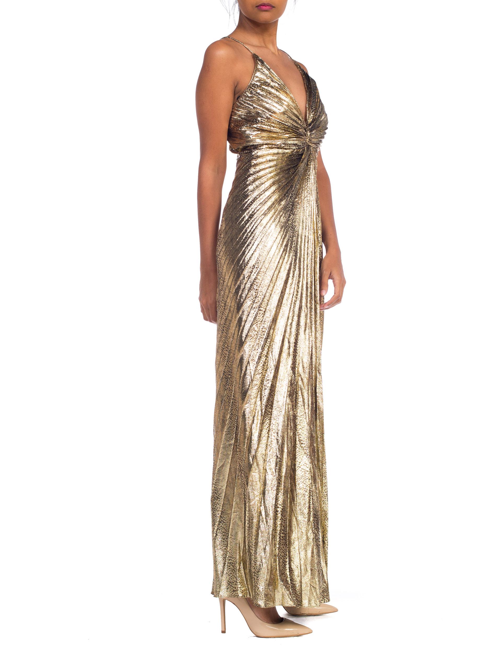 Iconic Travilla Gold Lamé Marilyn Monroe Disco Halter Gown In Good Condition In New York, NY
