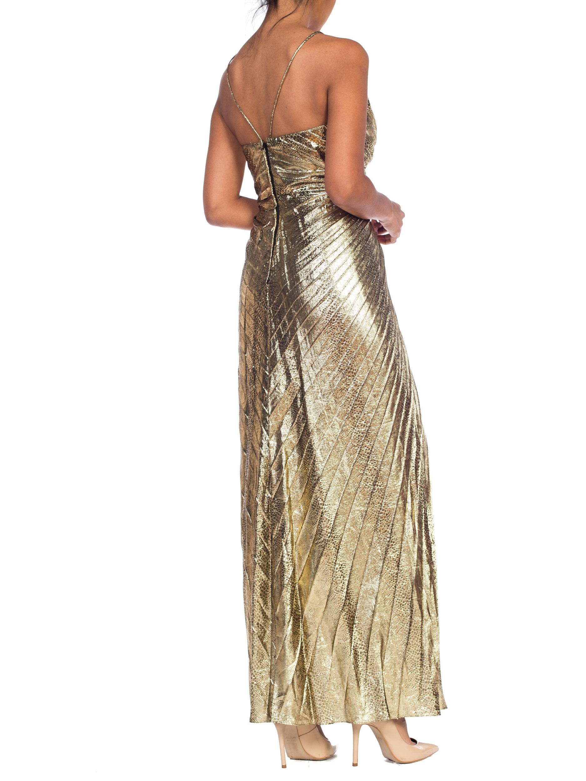 Iconic Travilla Gold Lamé Marilyn Monroe Disco Halter Gown 1
