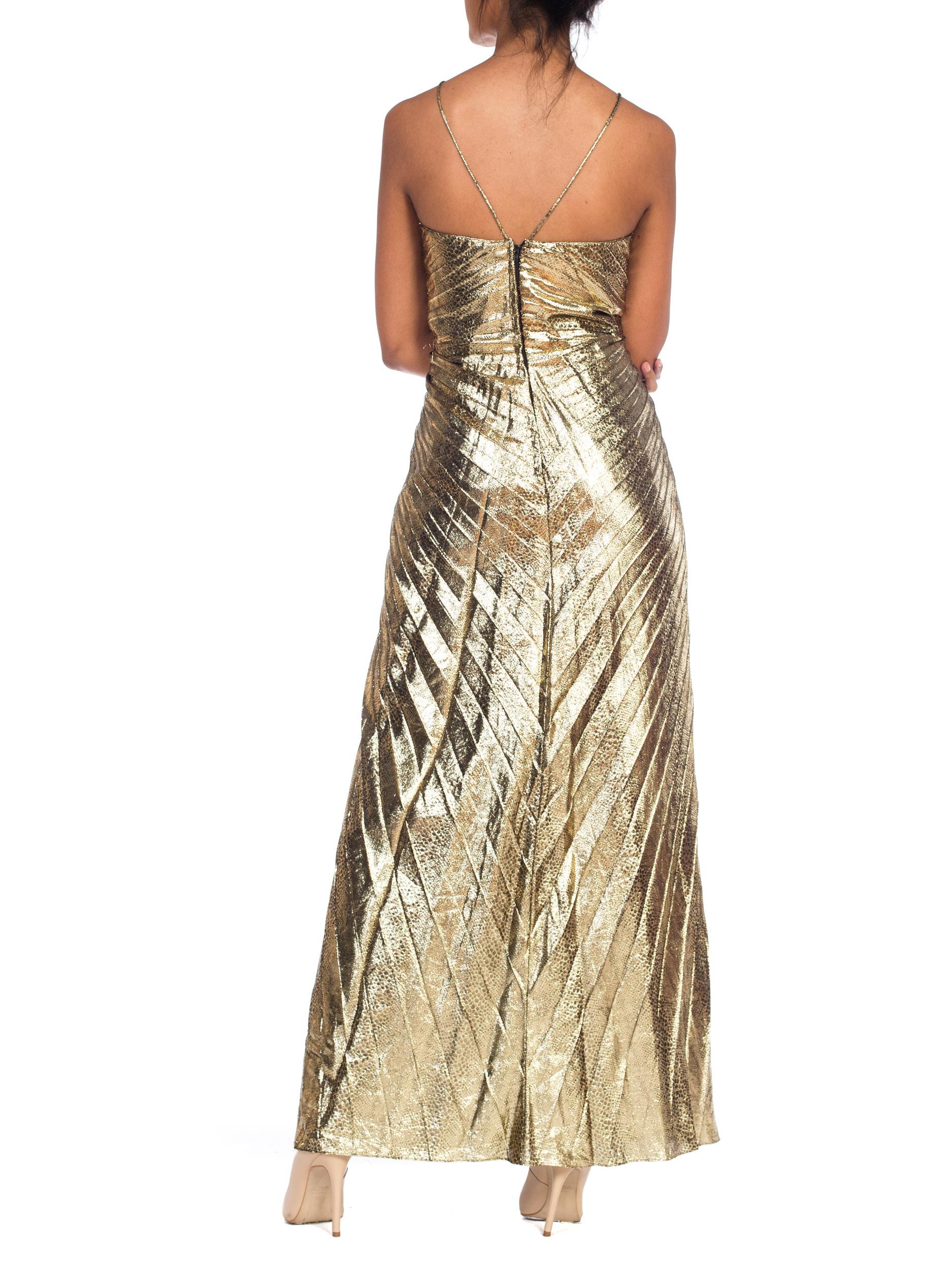 Iconic Travilla Gold Lamé Marilyn Monroe Disco Halter Gown at 1stDibs