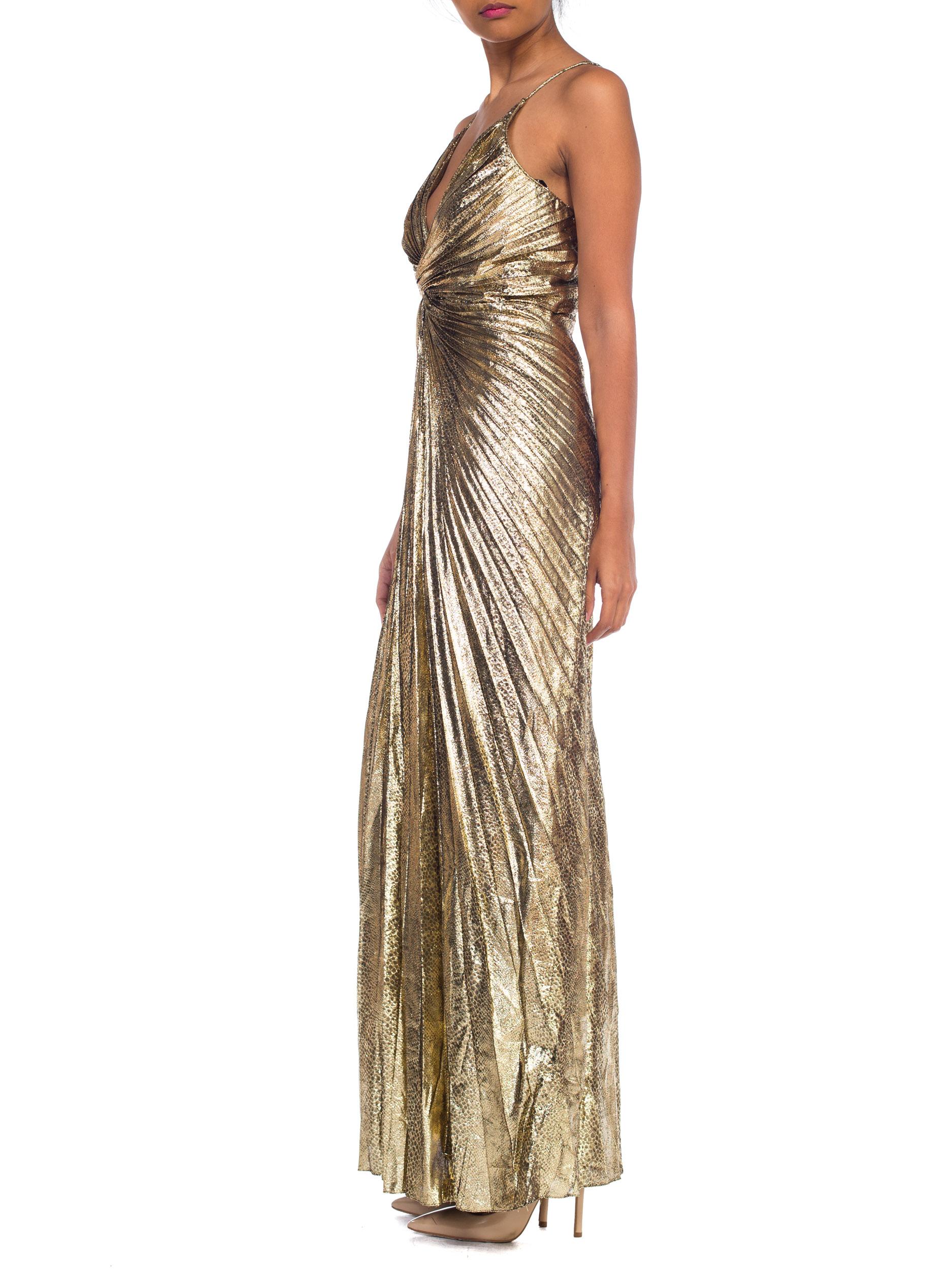 Iconic Travilla Gold Lamé Marilyn Monroe Disco Halter Gown 3