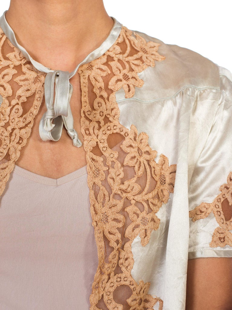 1930s Silk Satin and Lace Bed Jacket at 1stdibs