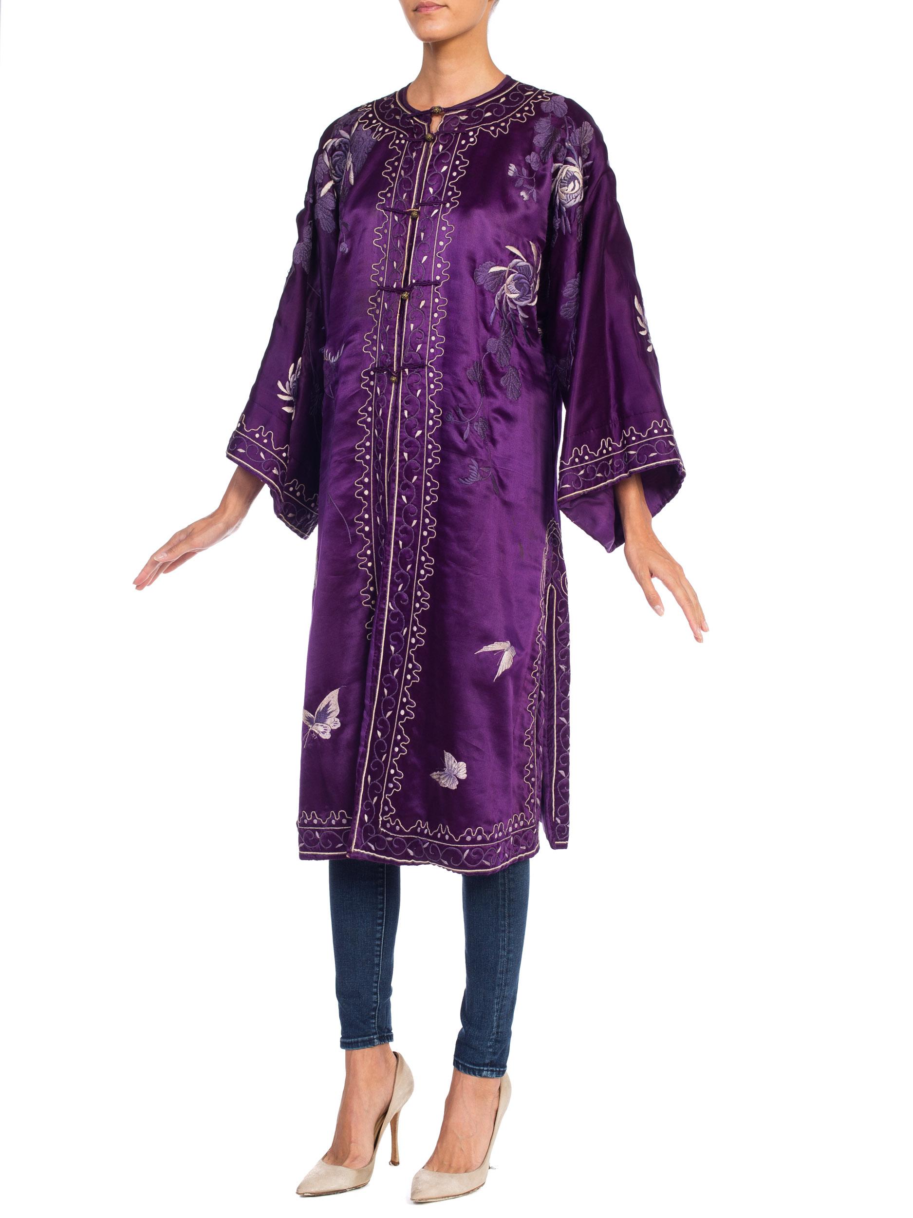 purple silk kimono robe