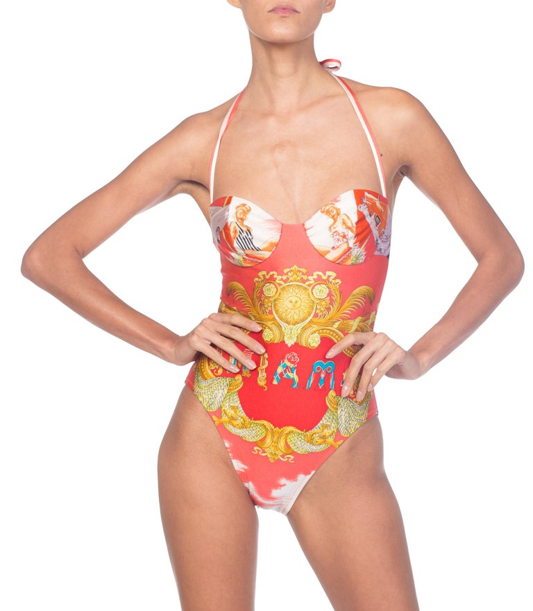 orange versace swimsuit