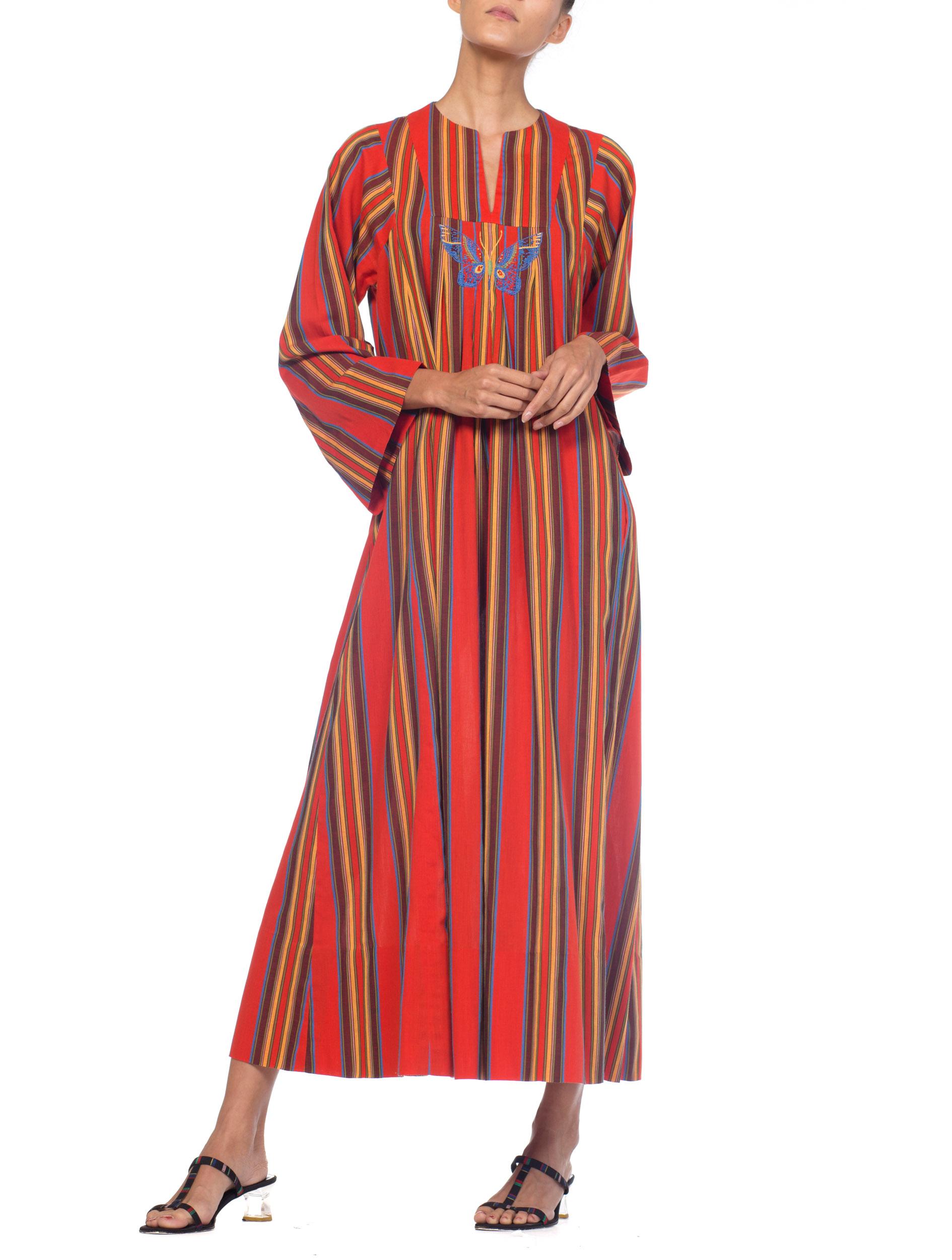 Women's 1970s Kaftan Dress With Embroidered Butterfly