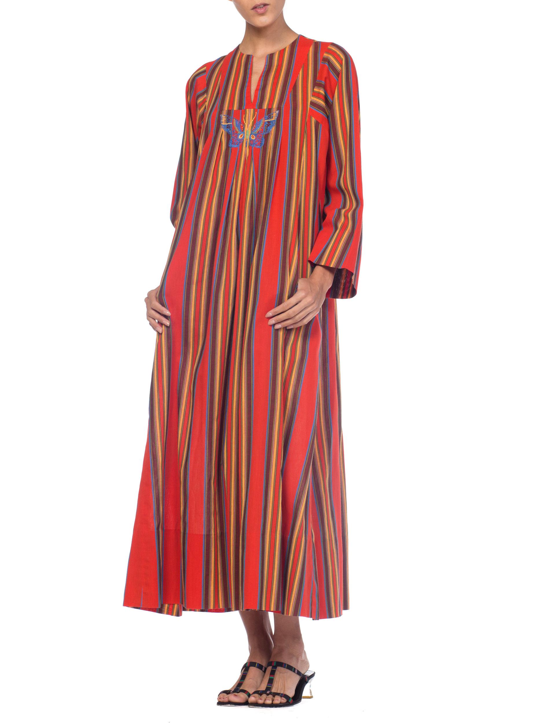 1970s Kaftan Dress With Embroidered Butterfly 1