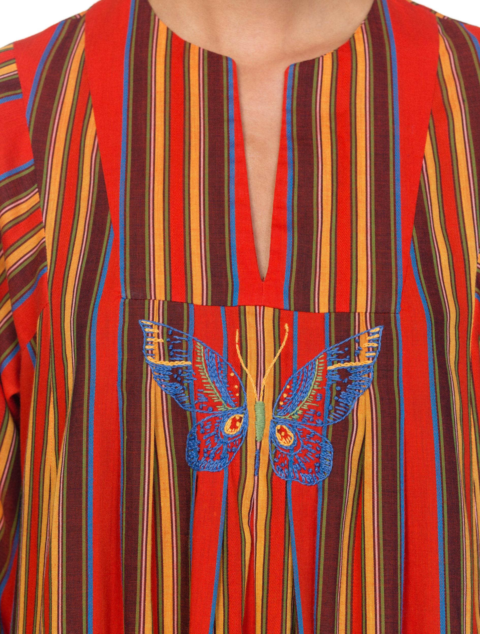 1970s Kaftan Dress With Embroidered Butterfly 9