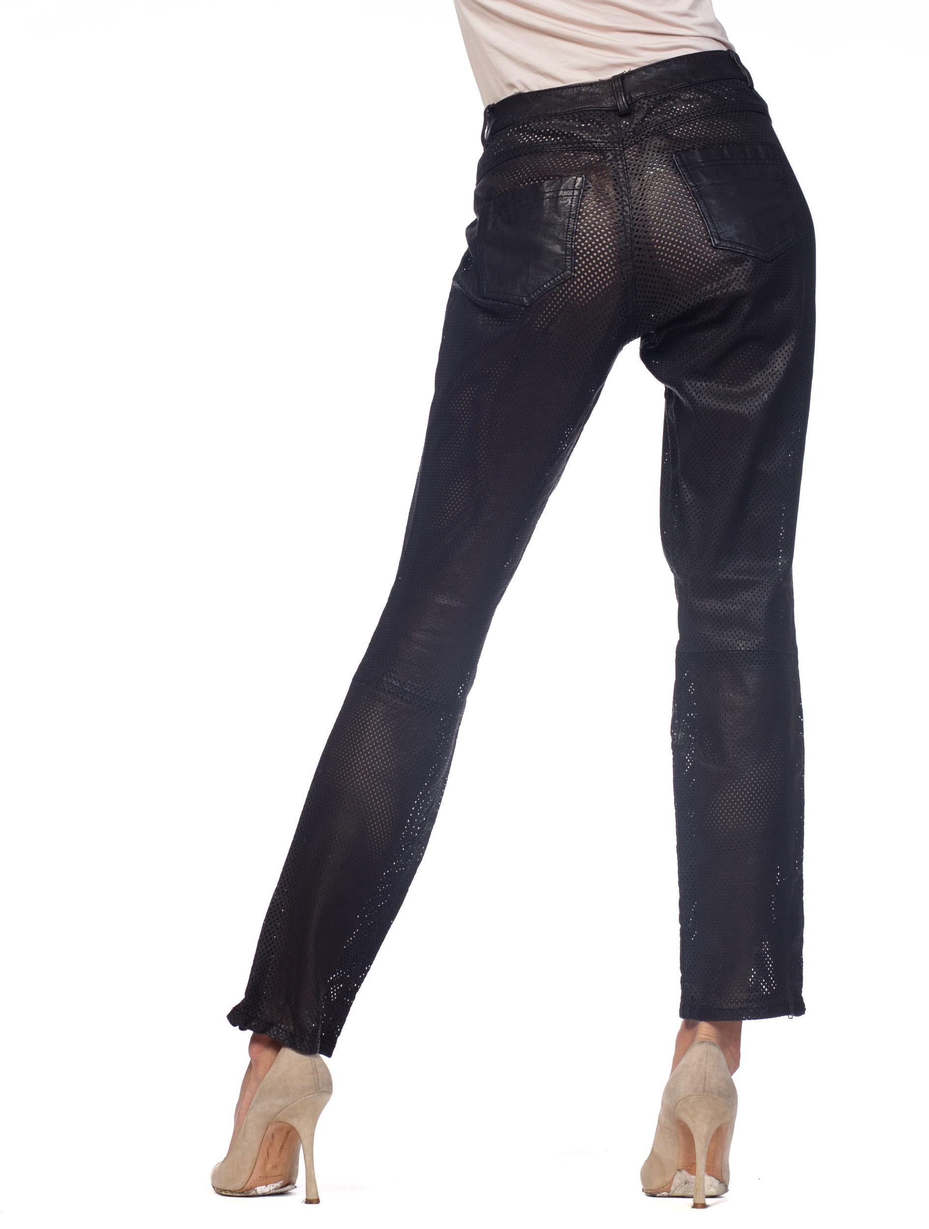 Semi Sheer Perforated Leather Pants 5