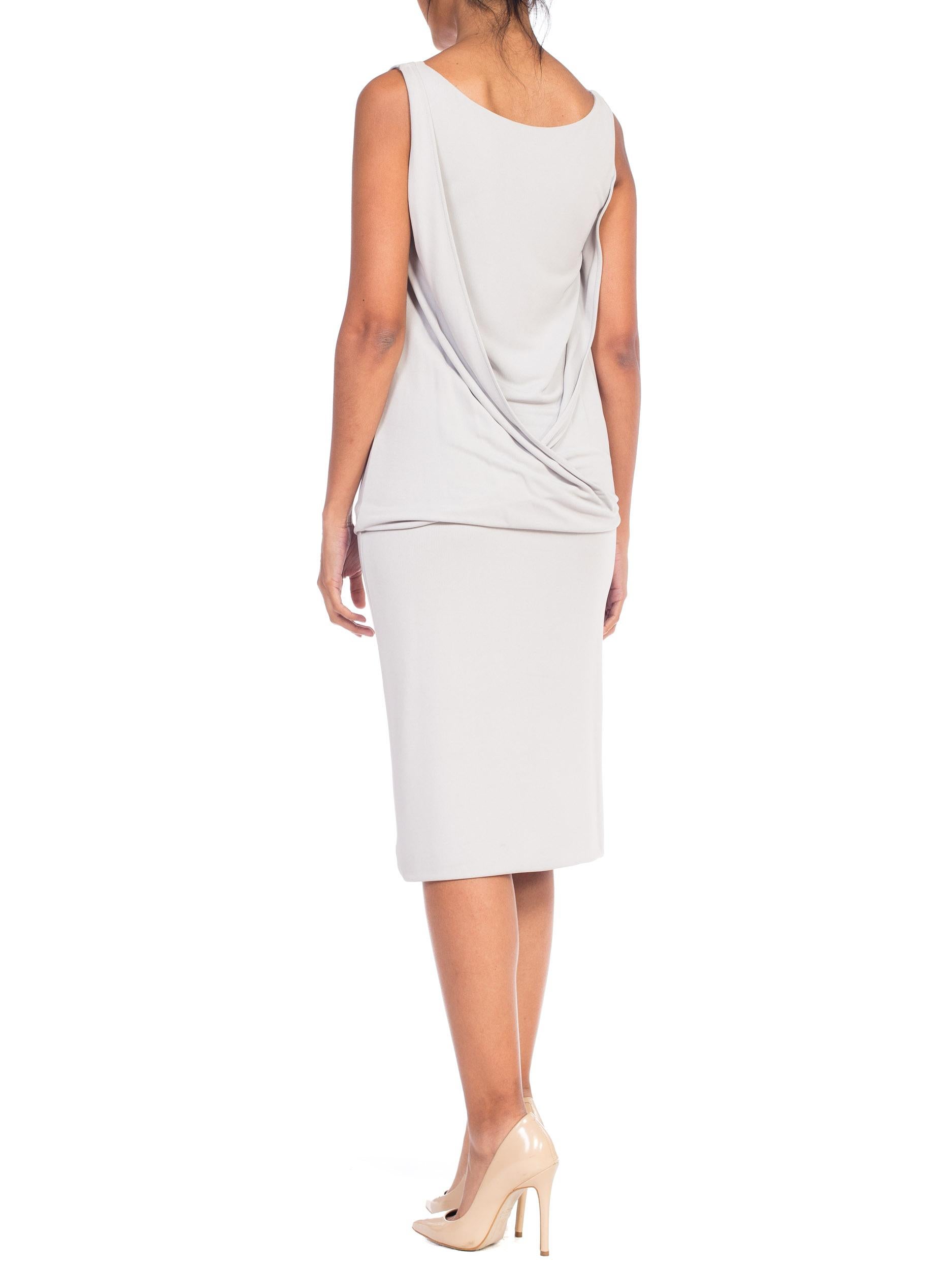 Women's 2000S CALVIN KLEIN Collection Grey Rayon Jersey Cocktail Dress