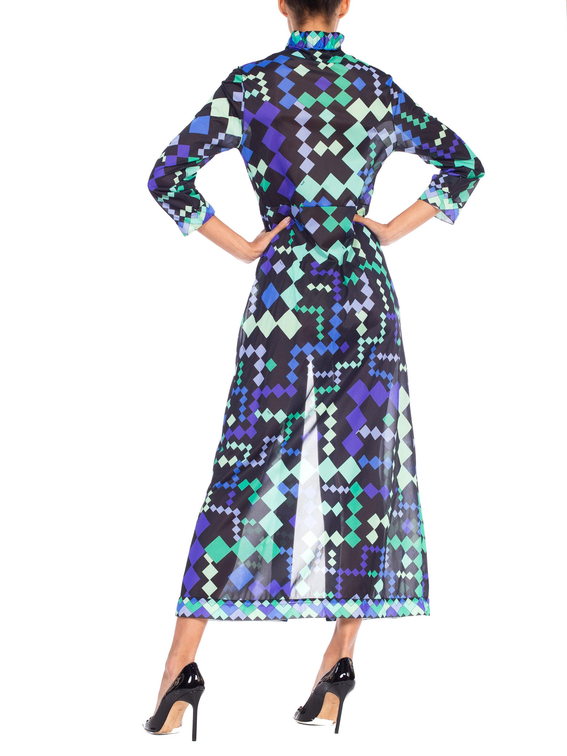 Women's 1960s Pucci Silky Nylon Mod Geometric Robe Duster Dress