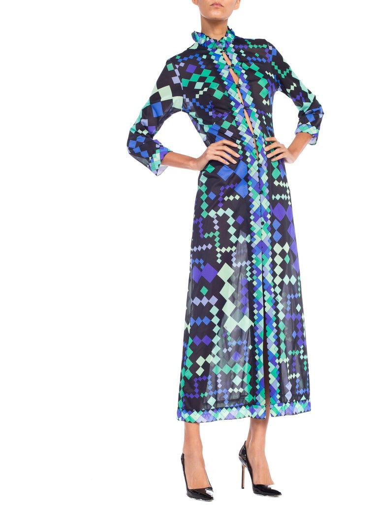 1960s Pucci Silky Nylon Mod Geometric Robe Duster Dress at 1stDibs ...