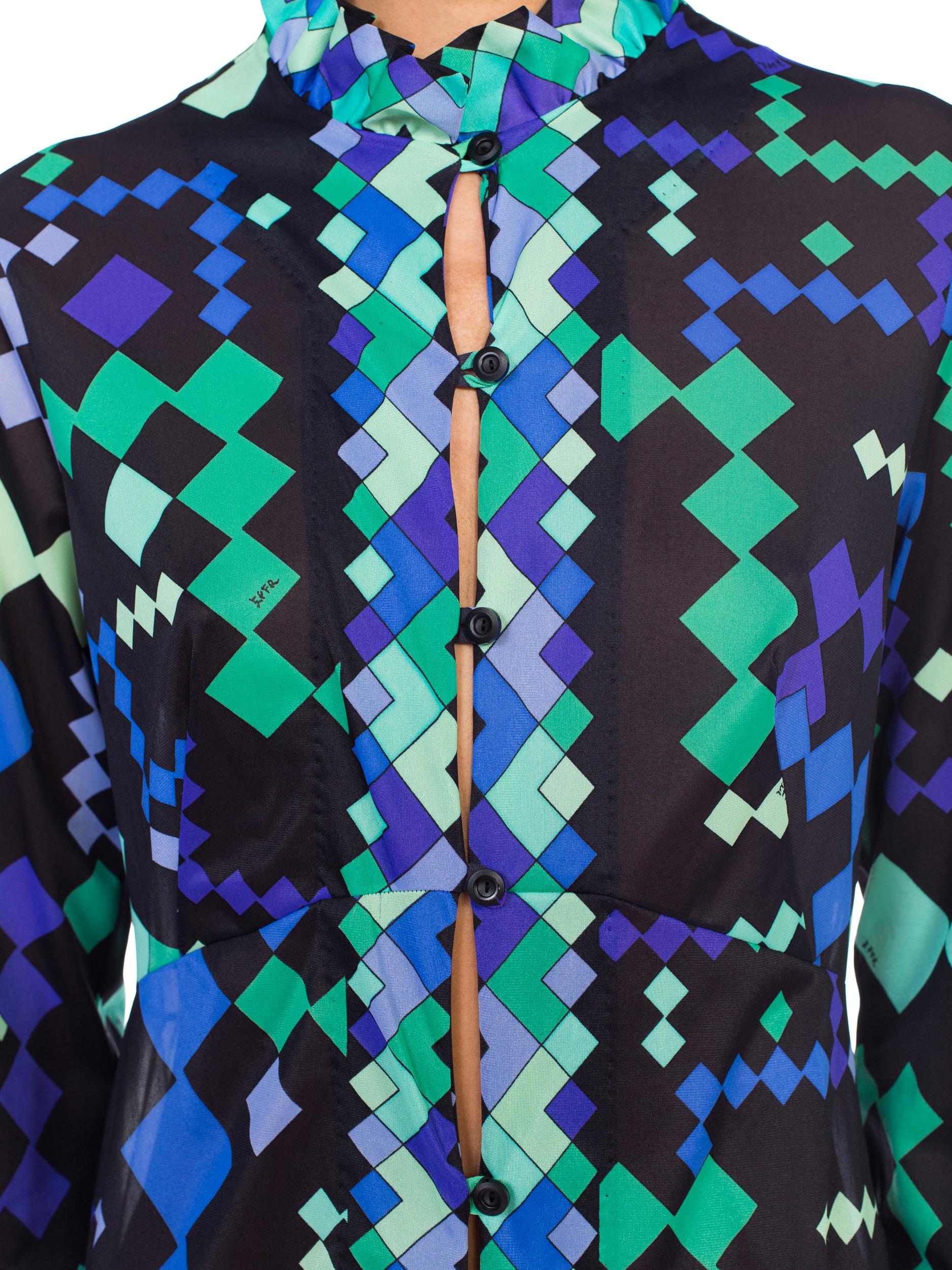 1960s Pucci Silky Nylon Mod Geometric Robe Duster Dress 5