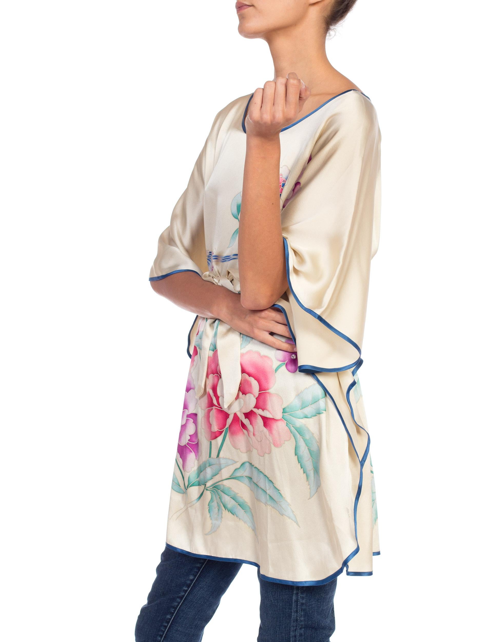 Hand painted Kaftan Tunic Free Size  In Excellent Condition In New York, NY