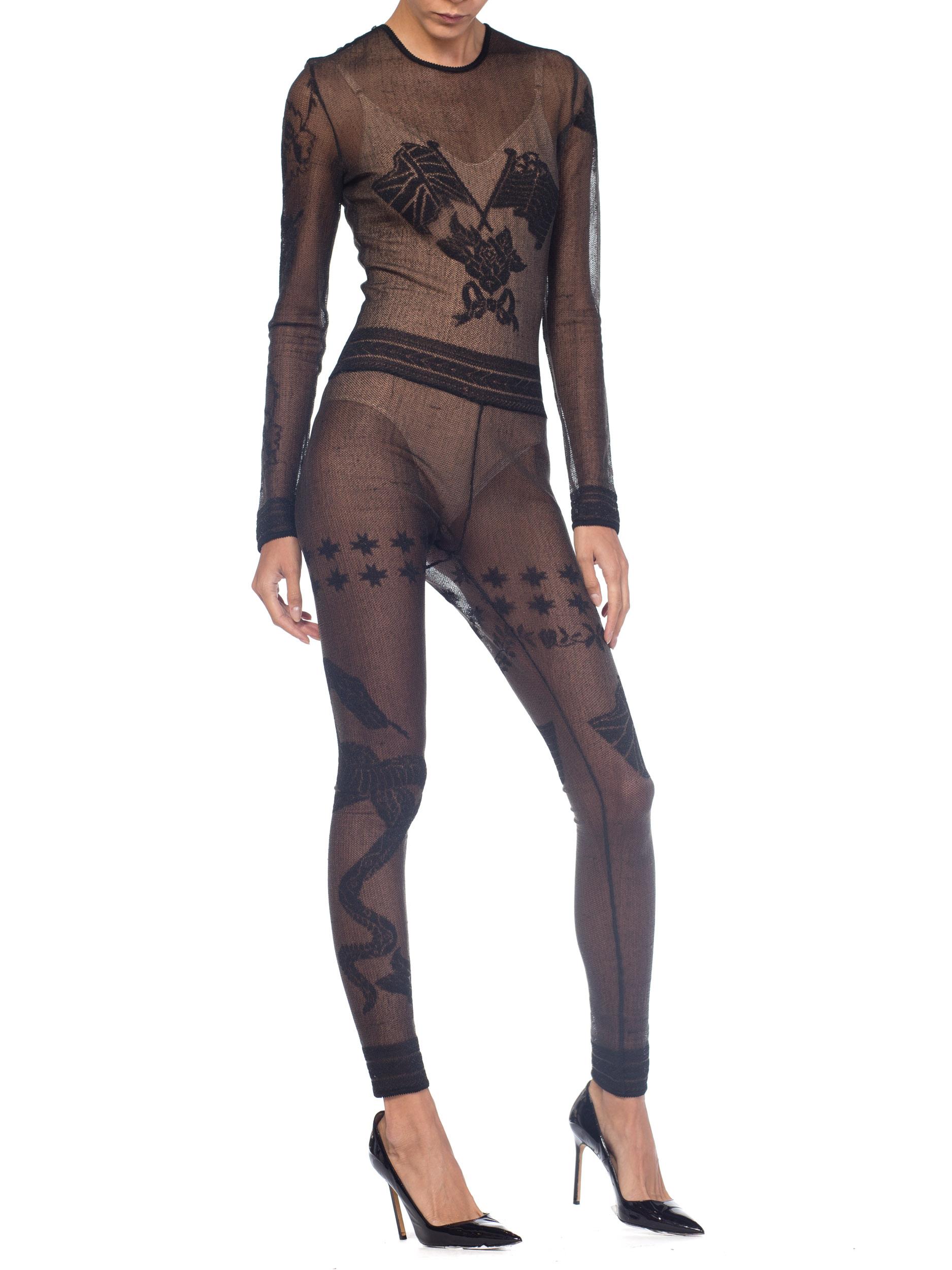 1990S JOHN GALLIANO Sheer Knit Bodysuit Jumpsuit From The Siouxsie Sphinx Colle 1
