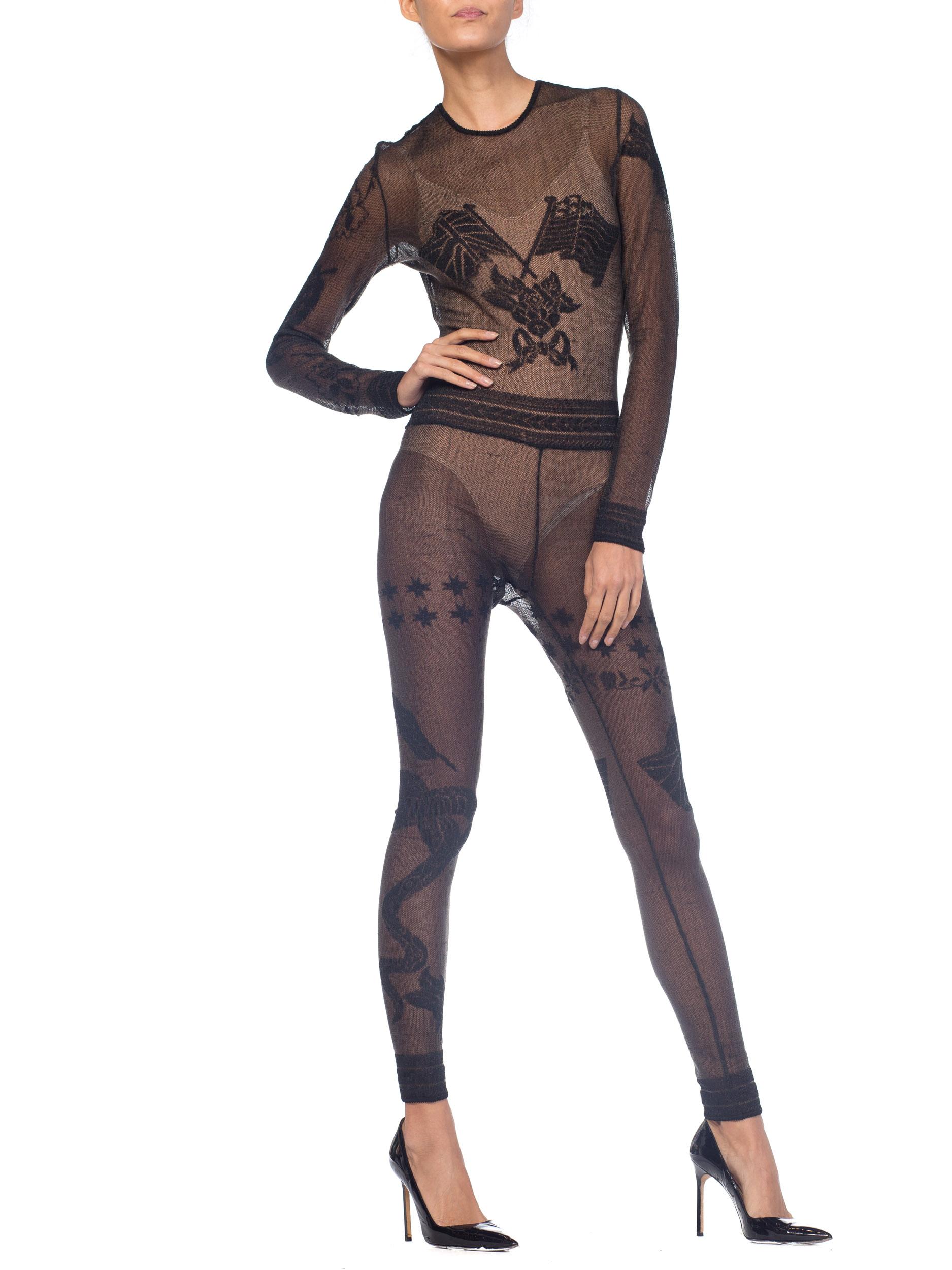 Women's 1990S JOHN GALLIANO Sheer Knit Bodysuit Jumpsuit From The Siouxsie Sphinx Colle