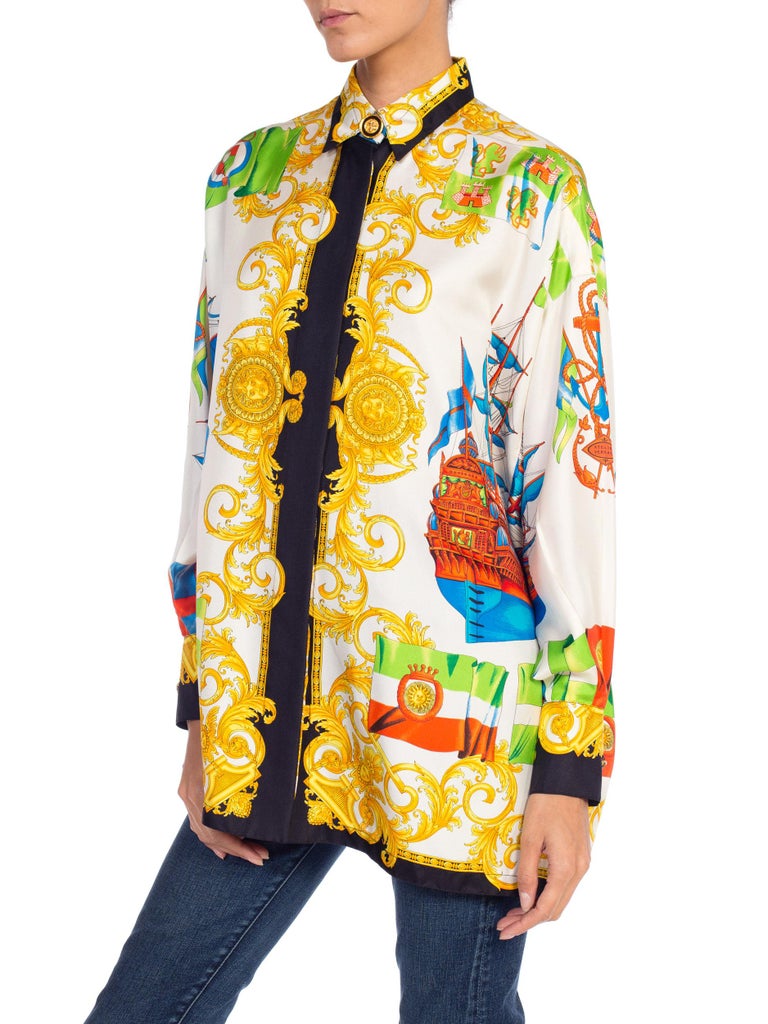 1990S GIANNI VERSACE Silk Blouse Top at 1stDibs