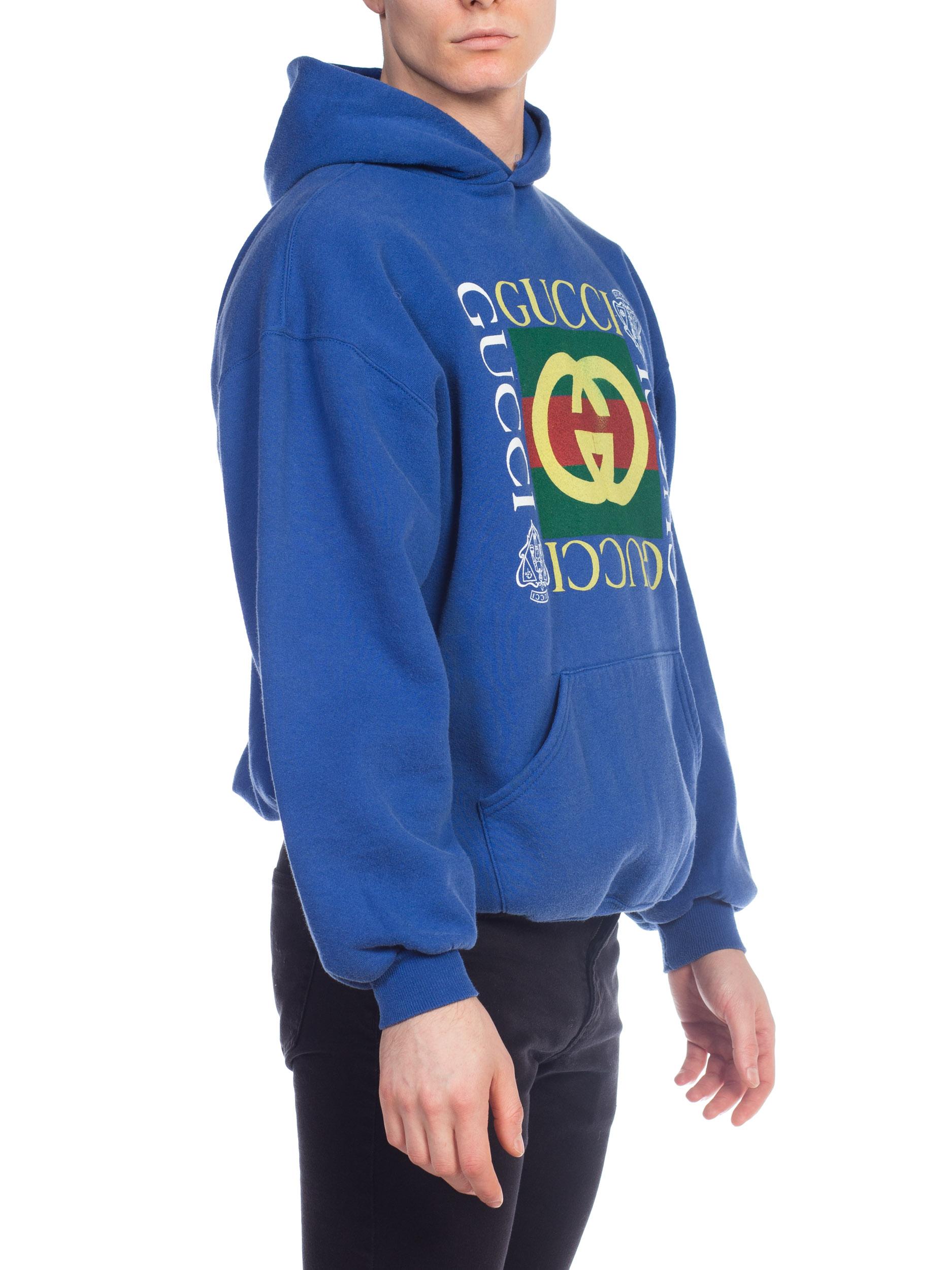 Bootleg Vintage 1980s Blue Gucci Hoodie Sweatshirt 1