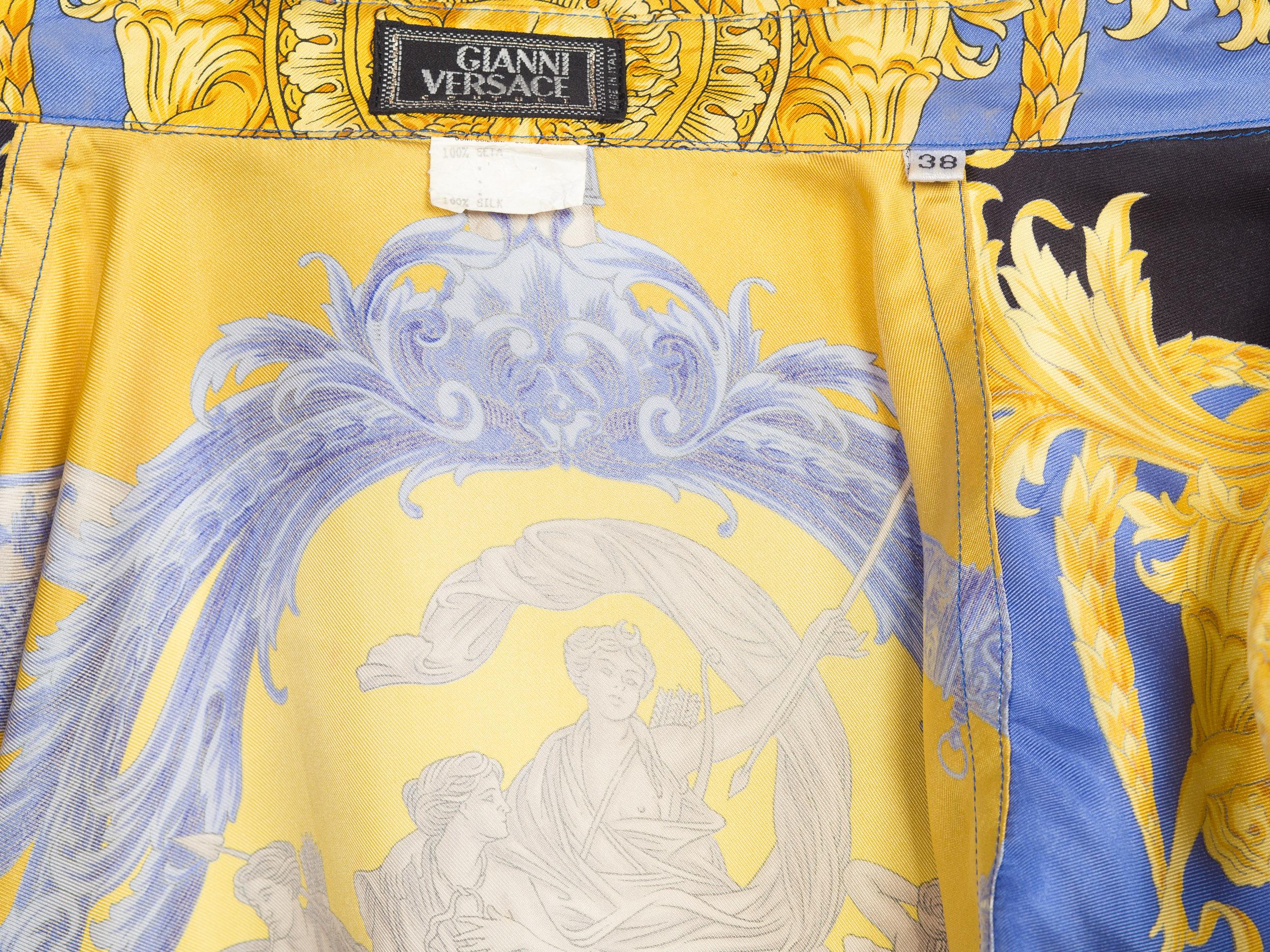 1990S Gianni Versace Gold Medusa Printed Silk Blouse  Top 3