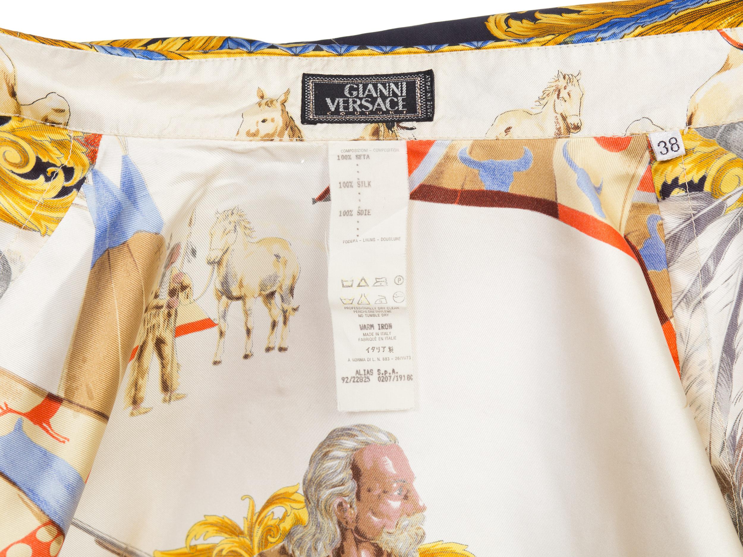 1990S  GIANNI VERSACE Silk Native American Buffalo Bill Shirt Sz 38 For Sale 8