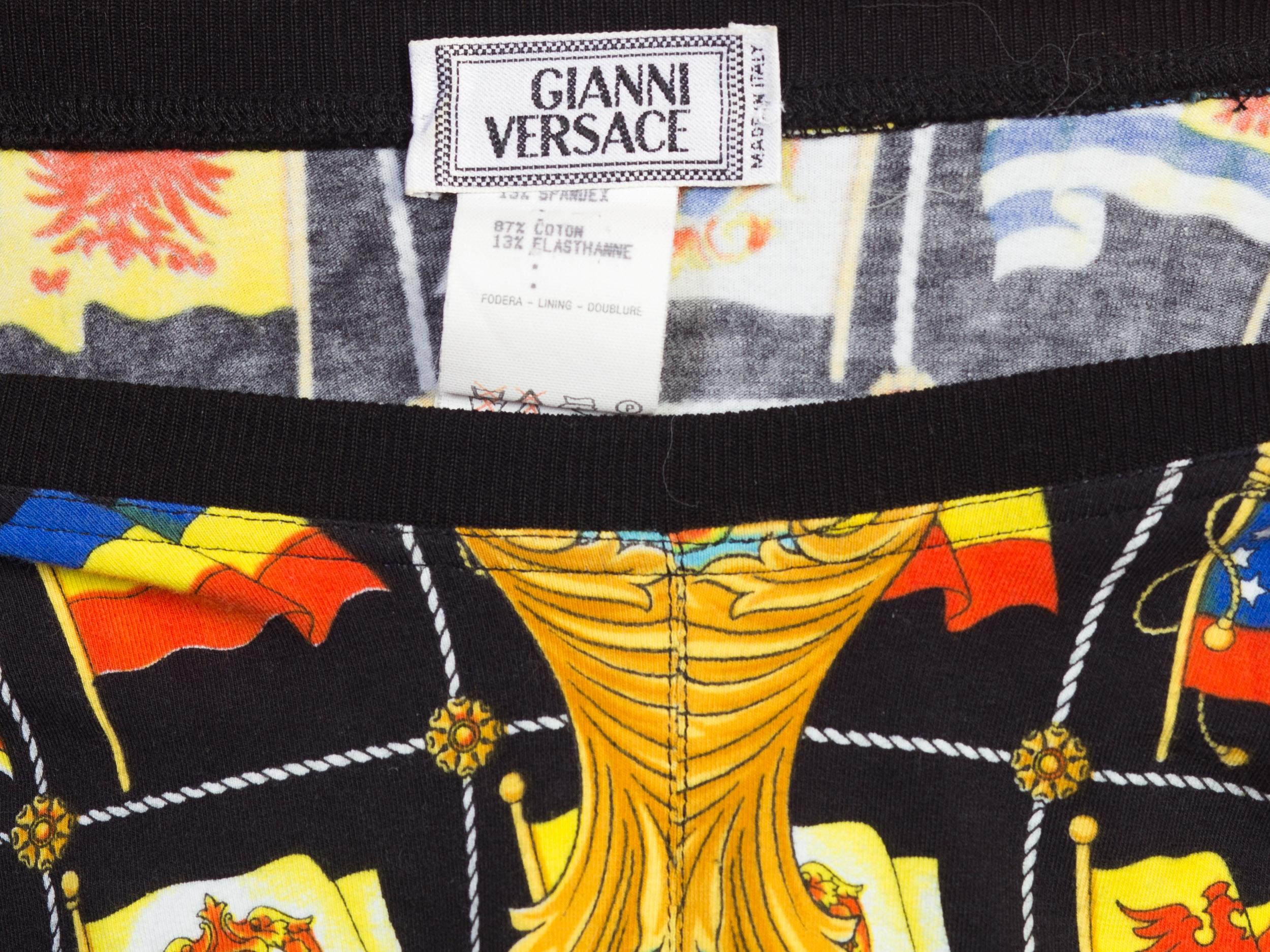 1990S GIANNI VERSACE Black Printed Cotton Spandex Miami Beach Collection T-Shirt 5
