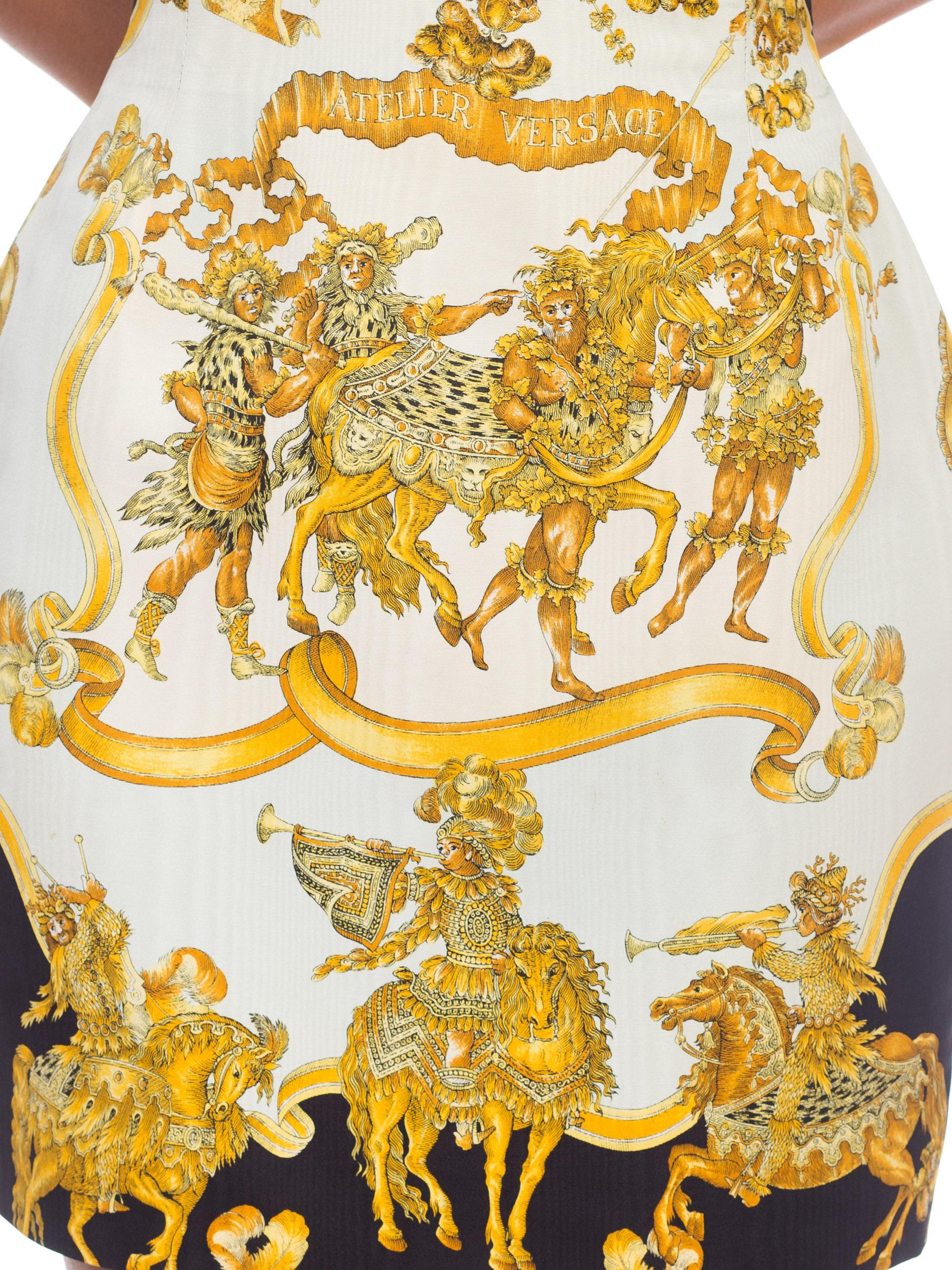1990S GIANNI VERSACE Silk Ottoman Atelier Baroque Print Skirt 4