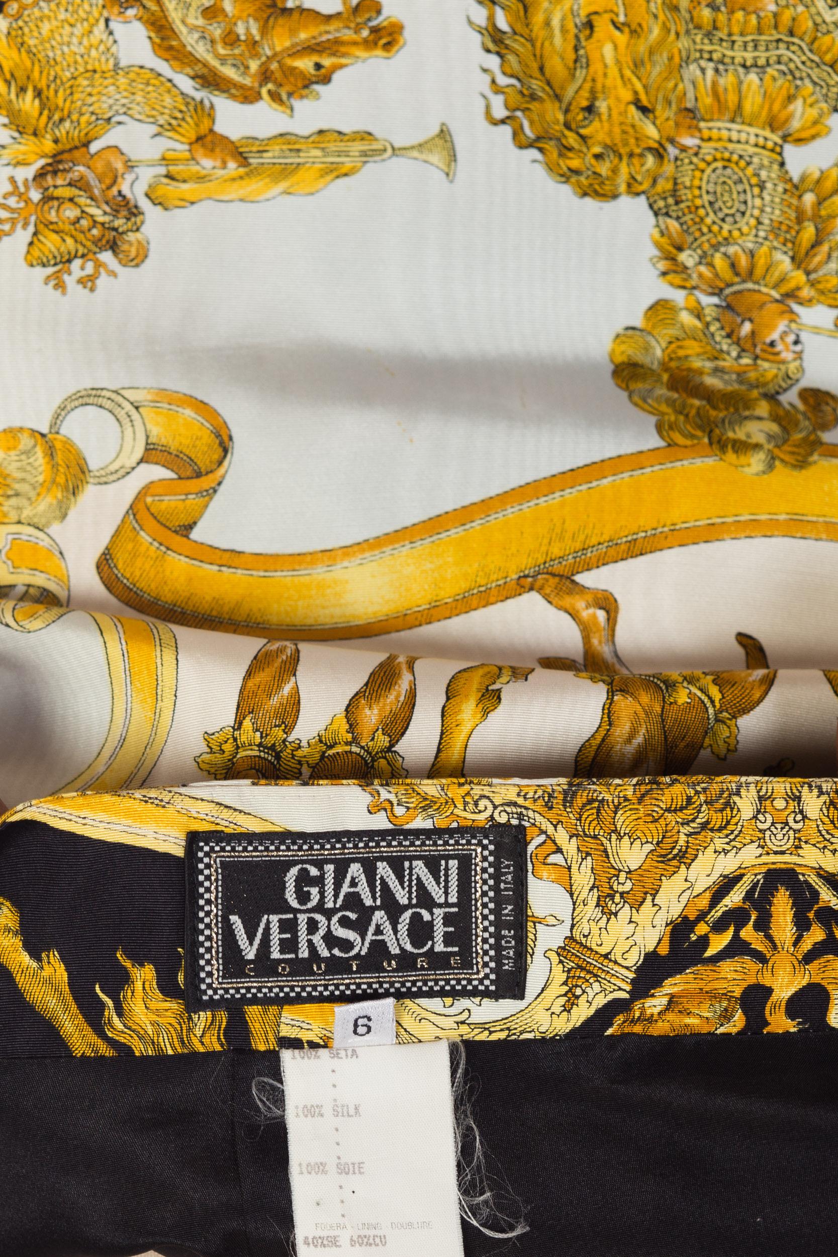 1990S GIANNI VERSACE Silk Ottoman Atelier Baroque Print Skirt 5