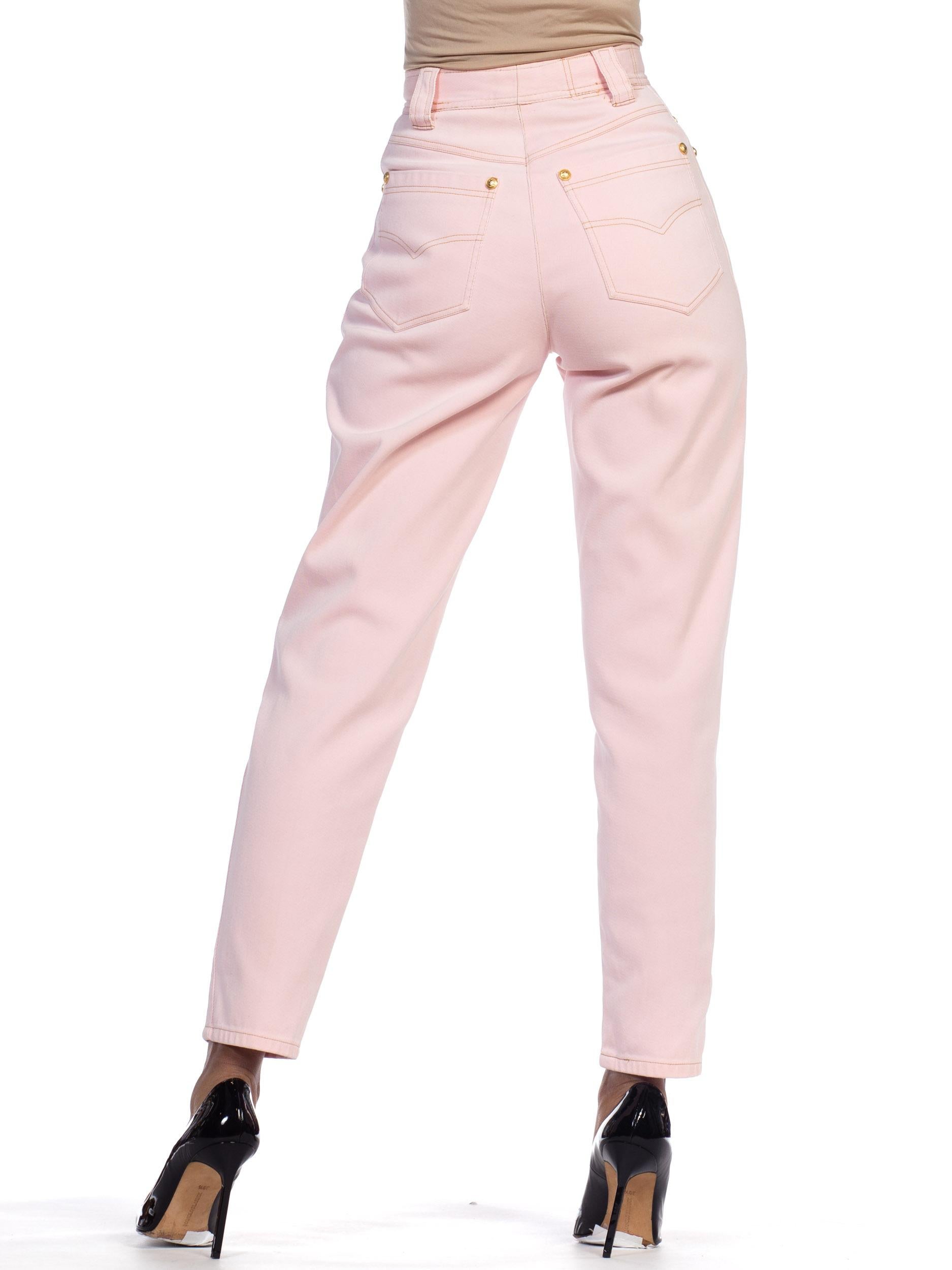 Women's 1990s Gianni Versace Pastel Pink Denim Jacket & Jeans