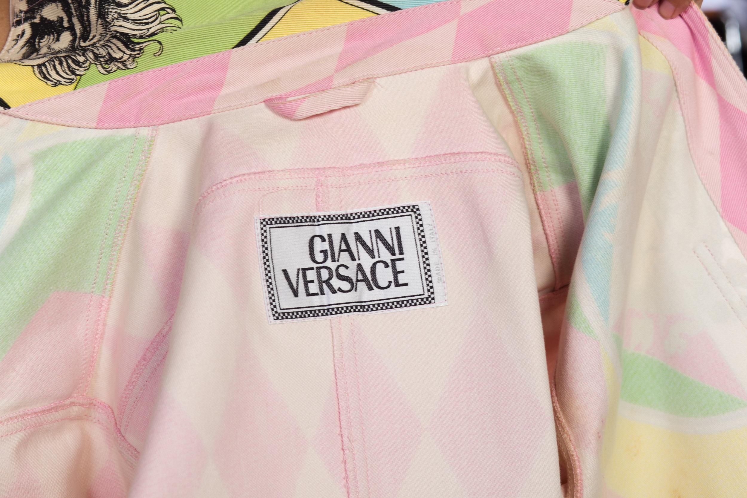 1990s Gianni Versace Pastel Pink Denim Jacket & Jeans 13